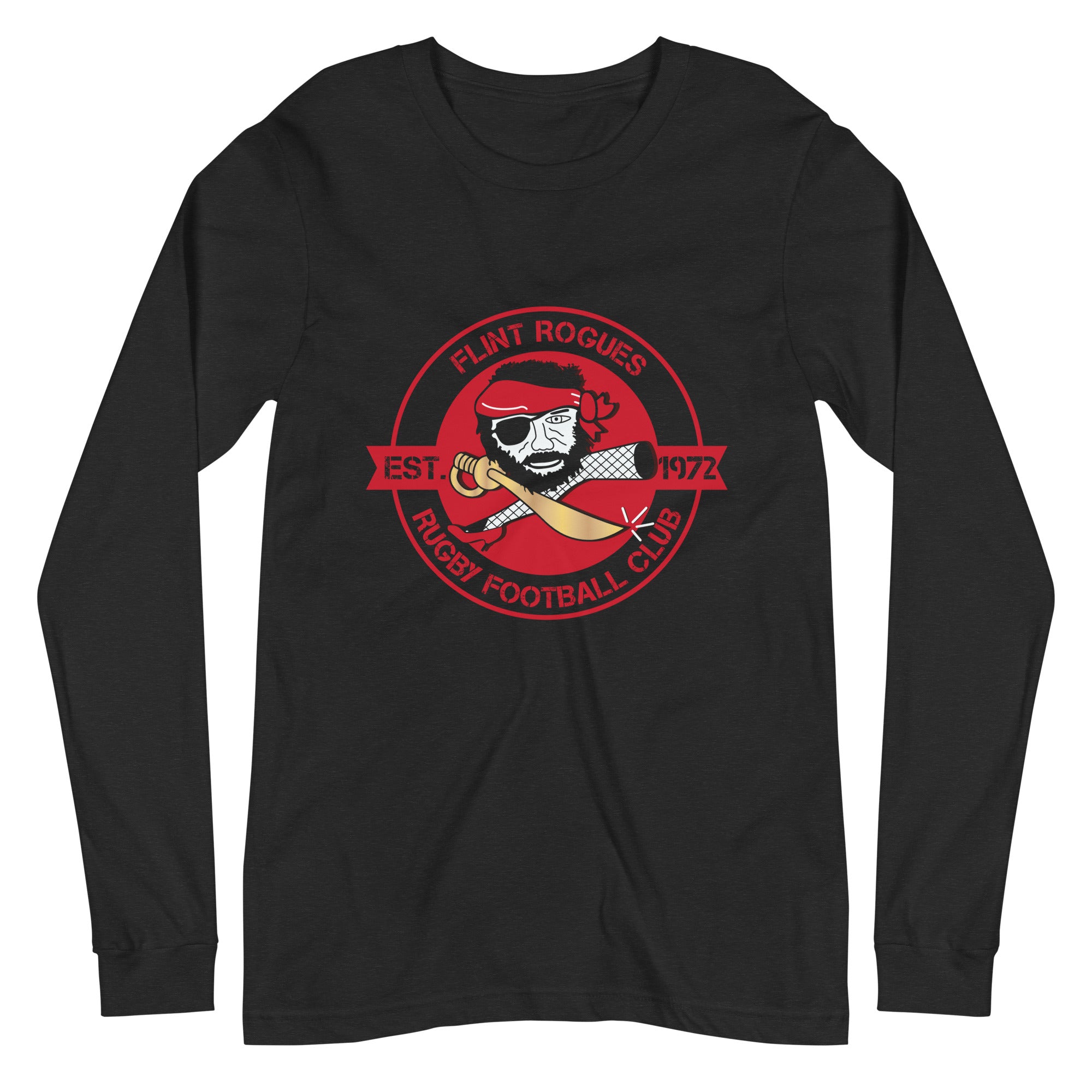 Flint Rogues RFC Long Sleeve Social T-Shirt for Men - Comfortable Cotton Crewneck Tee for Casual Wear, Sports & Outdoor Activities