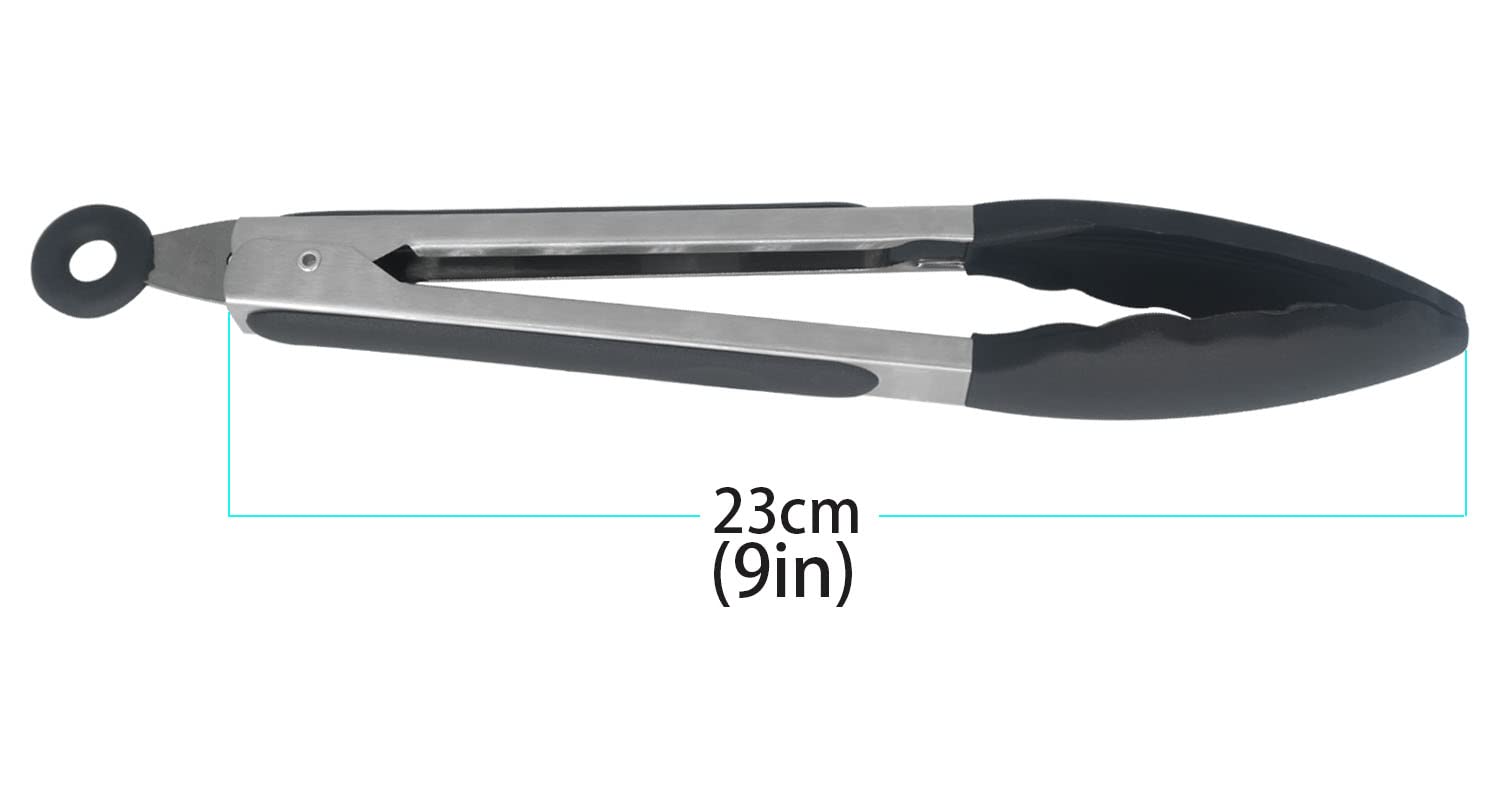 Heat-Resistant Silicone Kitchen Tongs - 9 Inch Non-Slip Grip with Soft Silicone Tips - Perfect for BBQ, Air Fryer, Frying, and Cooking - Ideal for Grilling, Serving Salads, and Handling Hot Foods Safely