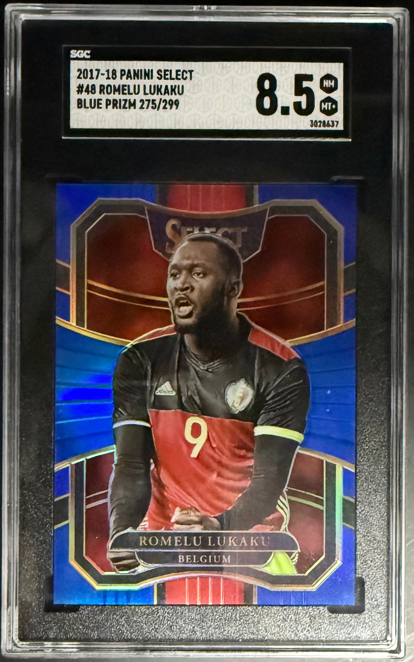 2017-18 Panini Select Romelu Lukaku Blue Prizm #48 /299 SGC 8.5 Graded Soccer Card - Perfect for Collectors, Investors & Soccer Fans Display
