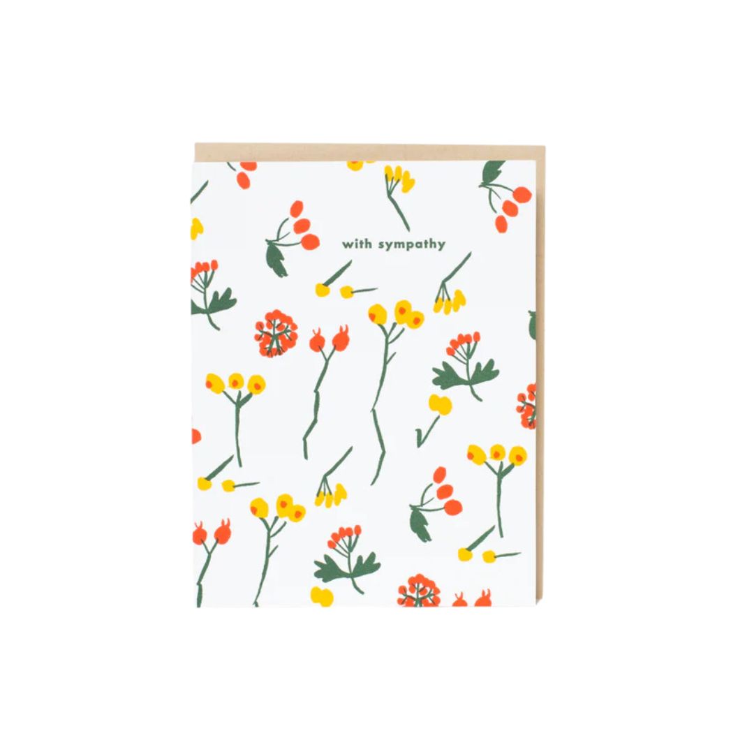 Beautiful Berry Sympathy Card - Handmade Floral Condolence Greeting Card for Loss & Grief - Perfect for Funeral, Memorial Services & Comforting Loved Ones