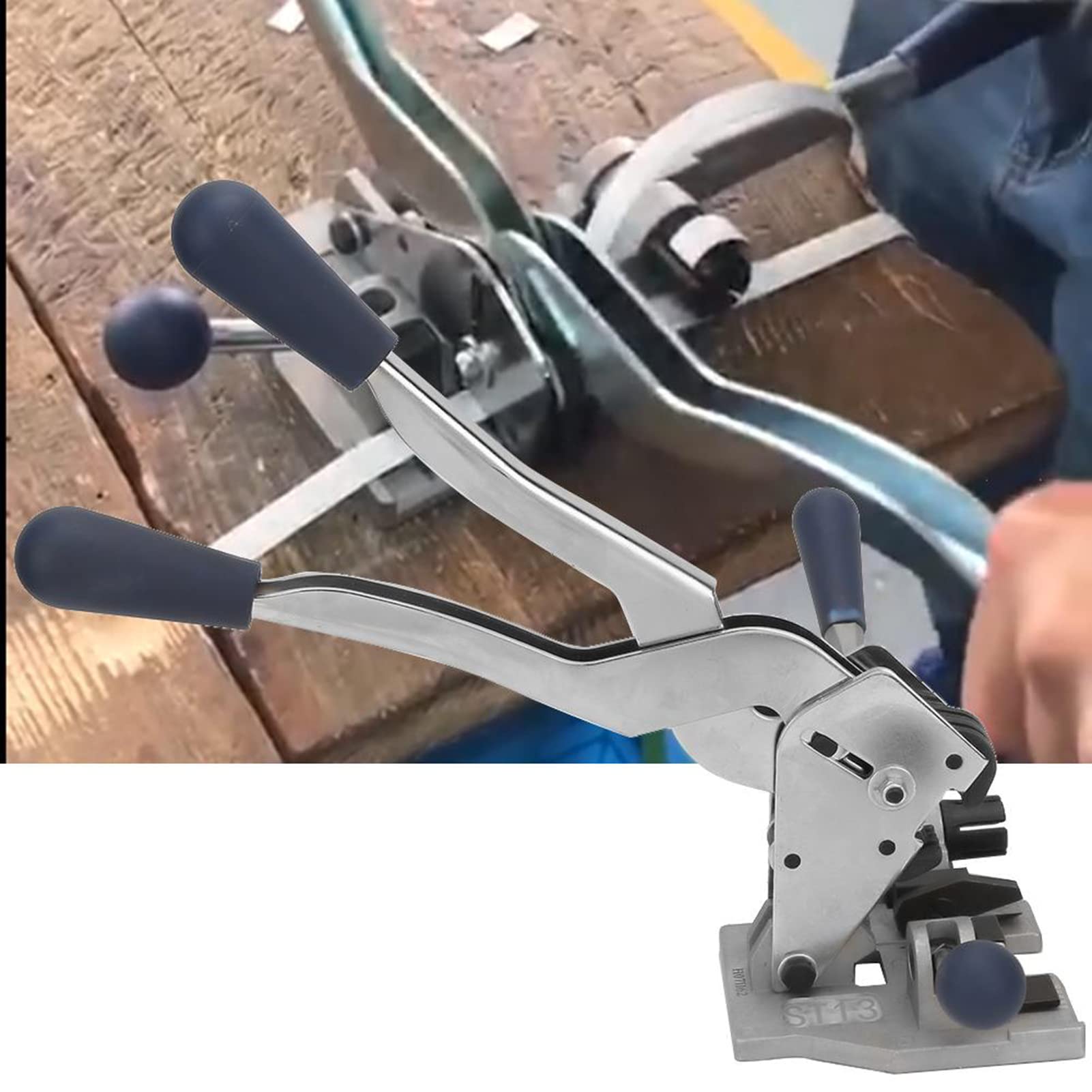 EVTSCAN 3-in-1 Manual Steel Strap Tensioner & Crimper Tool for Banding Straps - Heavy Duty Packing Machine for Shipping, Moving, and Warehouse Use