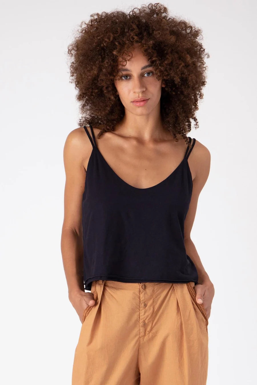 Double Layer Tank Top for Women - Soft Breathable Black Layered Camisole - Perfect for Yoga, Workouts & Casual Wear