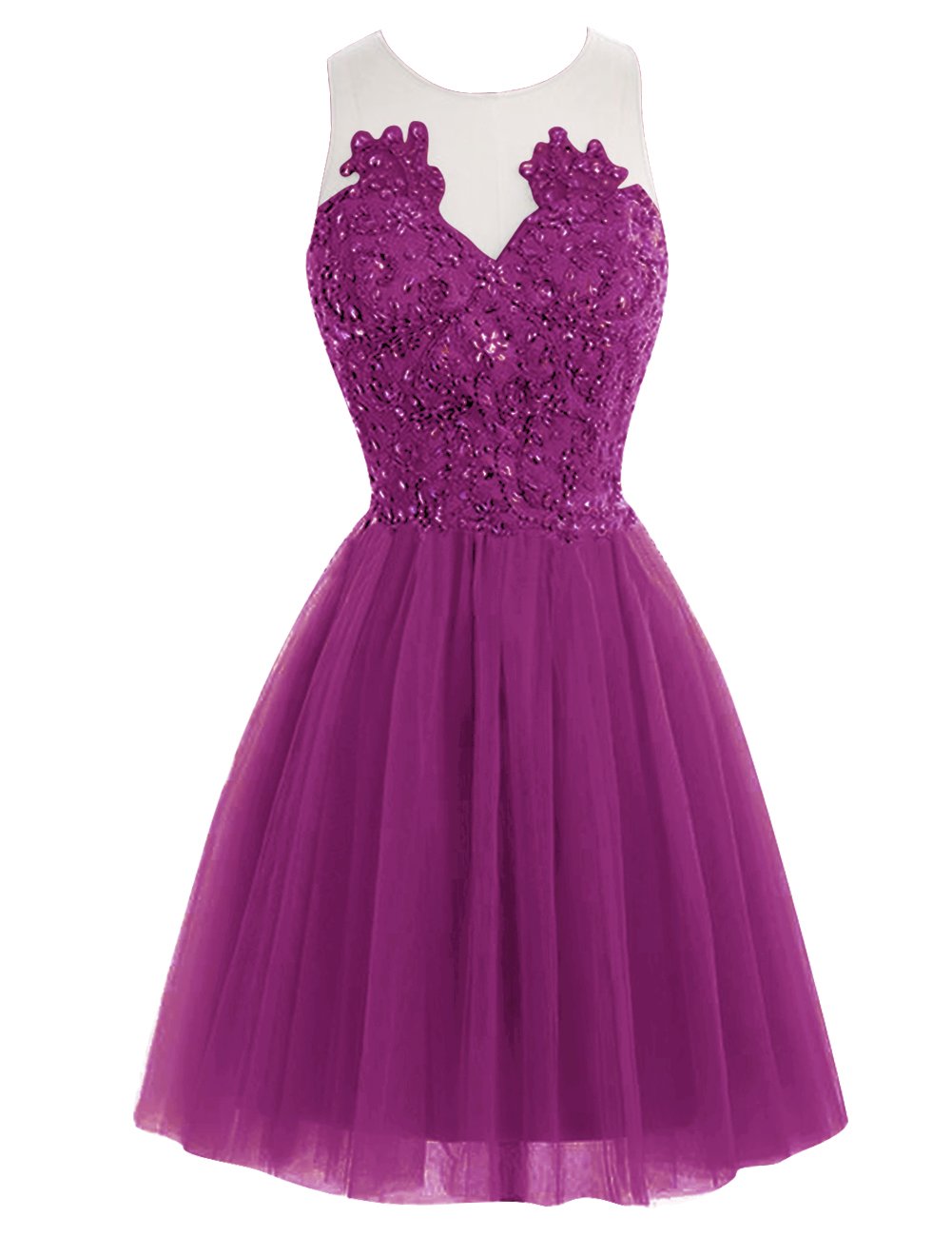 JAEDEN Short Lace Homecoming Dress for Prom - Tulle Party Gown with See-Through Back, Sleeveless Cocktail Dress for Women | Perfect for Homecoming, Prom Night, Cocktail Parties & Special Occasions