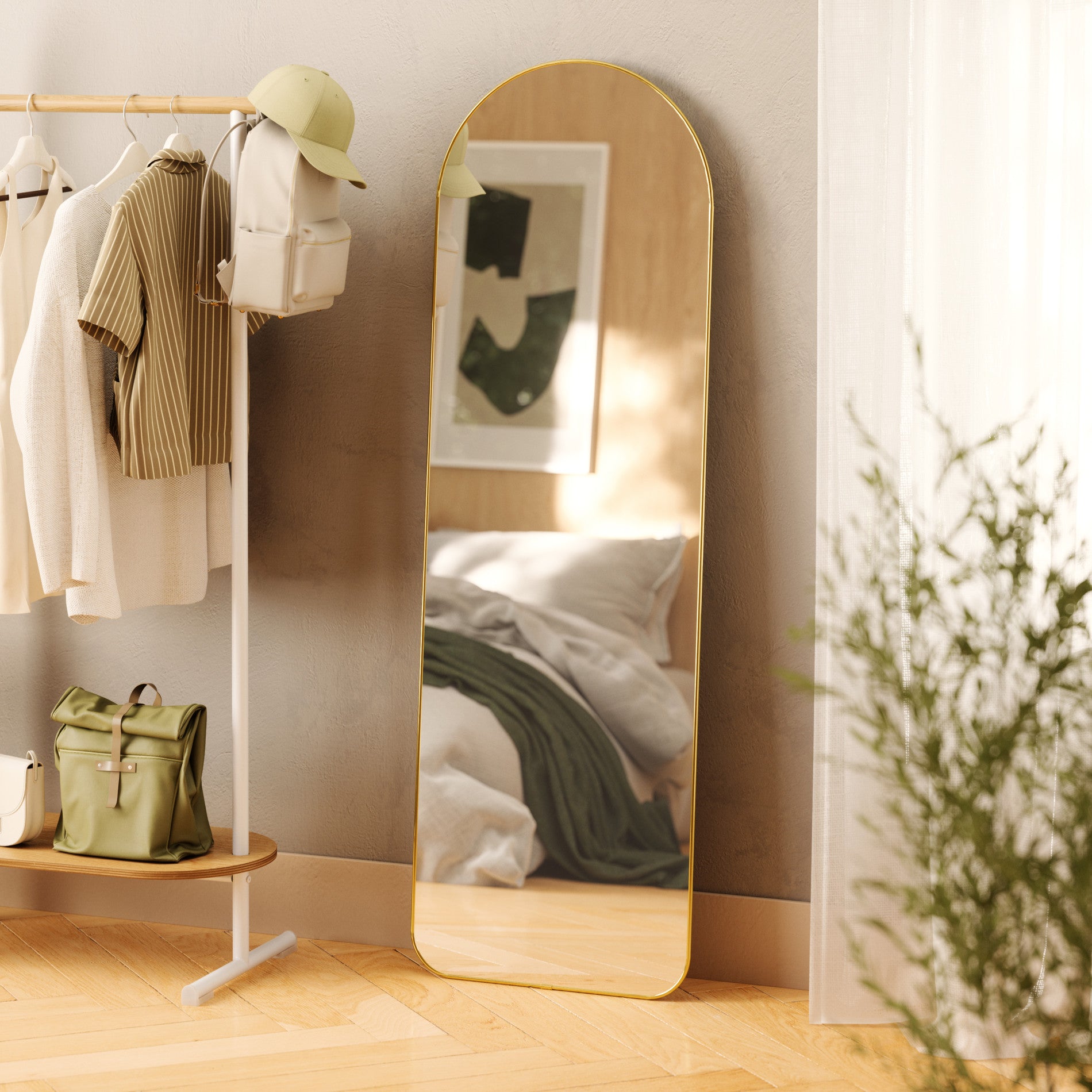 Hubba Arched Leaning Full Length Mirror - Modern Wall Mirror for Bedroom, Living Room & Entryway - Elegant Home Decor & Functional Vanity Mirror
