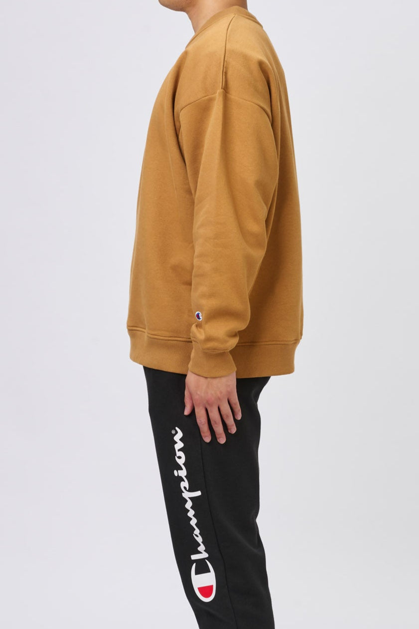 Champion Men's Script Tonal Brown Sweatshirt - Comfortable Cotton Pullover Hoodie for Casual Wear, Gym & Outdoor Activities