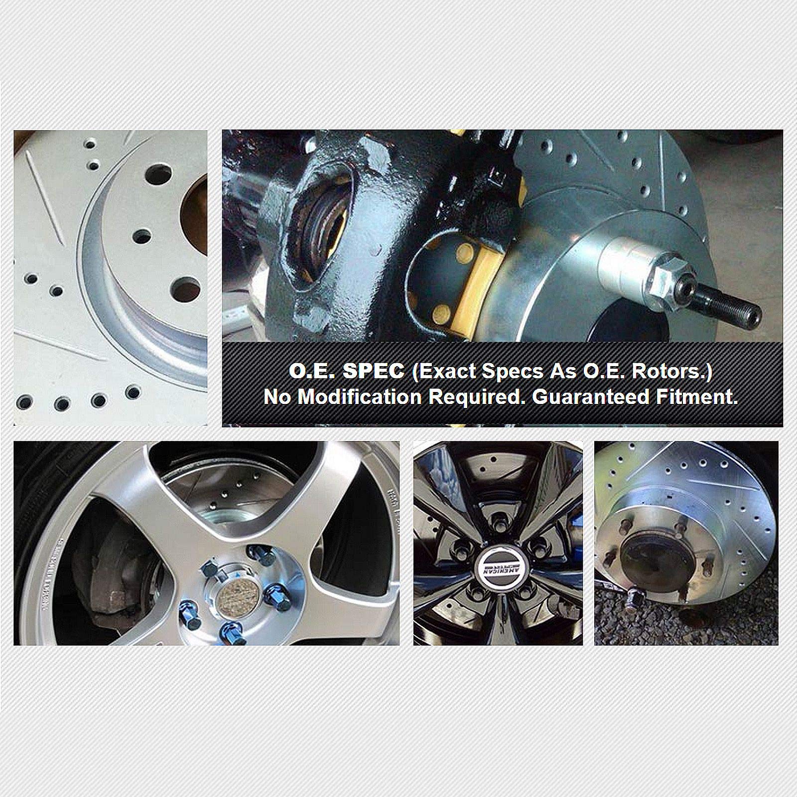 Premium PowerSport Front & Rear Brake Pads & Rotors Kit - Ceramic Brake Pads with Drilled/Slotted Rotors - Compatible with 1994-1998 Jeep Grand Cherokee - Perfect for Off-Roading, Daily Commuting & Towing