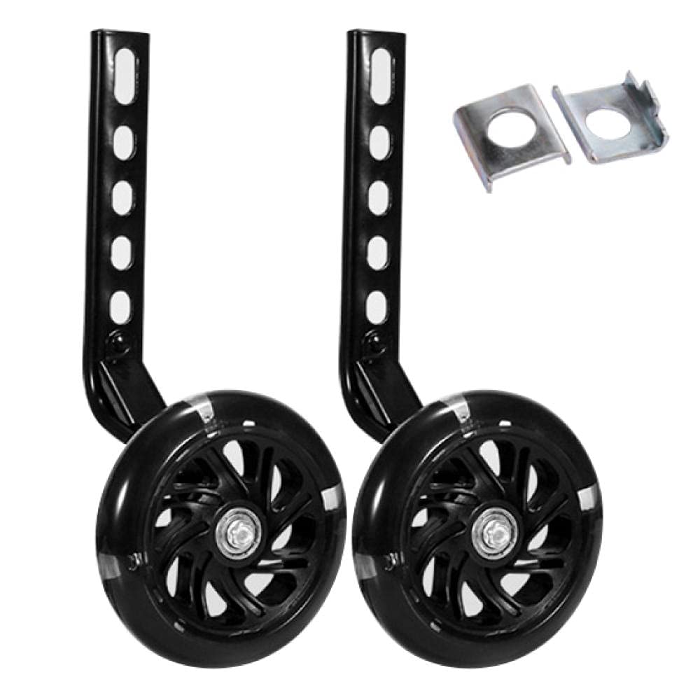 HLH Kids Bike Training Wheels for 12/14/16/18/20 Inch Bikes - Black Preschool Training Wheels with Mounting Kit | Perfect for Learning to Ride, Toddler Bicycles & Beginner Cyclists