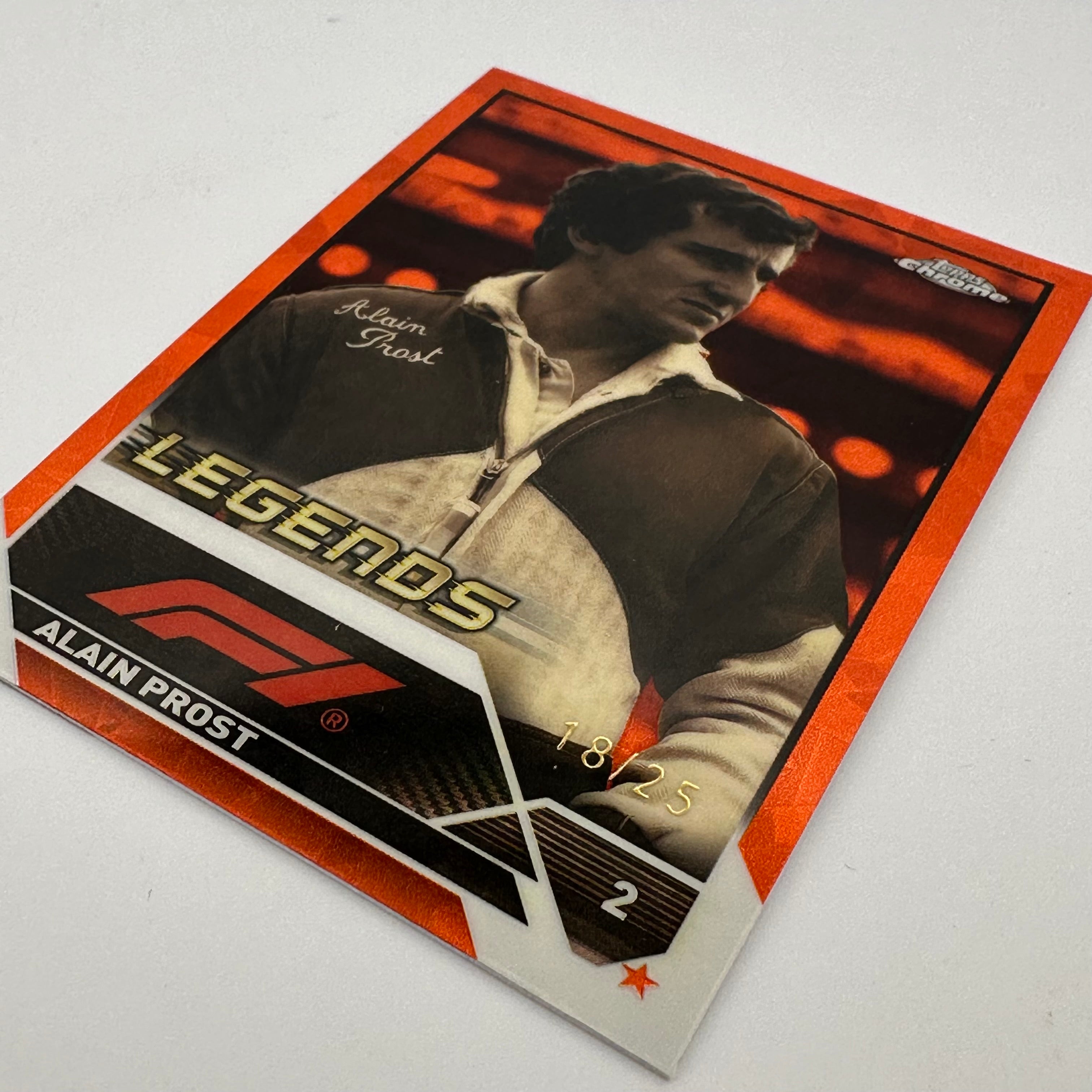 2023 Topps Chrome Sapphire Alain Prost #196 Orange Refractor 18/25 - Rare F1 Racing Card for Collectors & Fans, Perfect for Display, Trading, and Memorabilia Collections