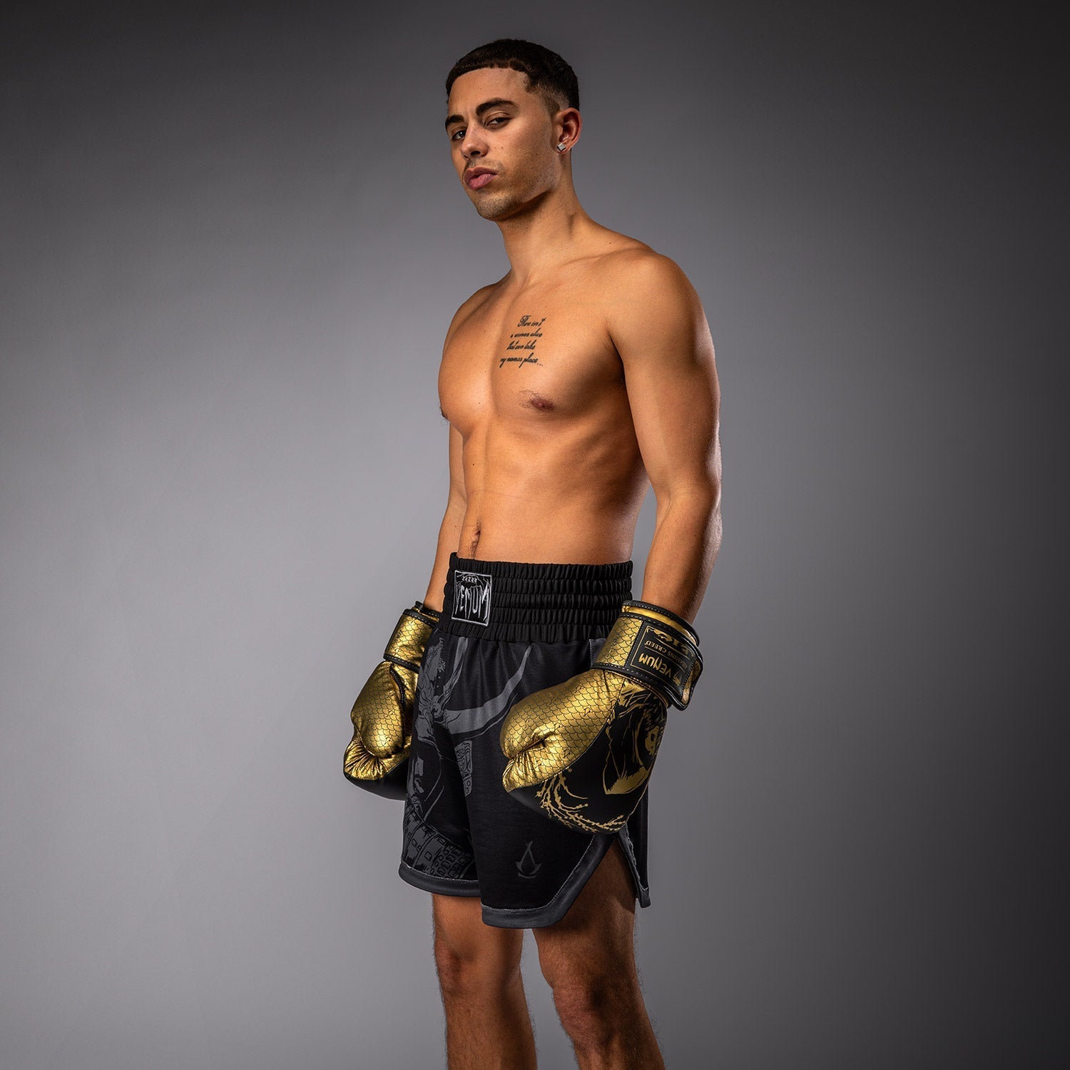 Venum x Assassin's Creed Shadows Boxing Shorts - Black MMA Training Shorts for Men | High-Performance Fightwear for Boxing, MMA & Fitness Workouts
