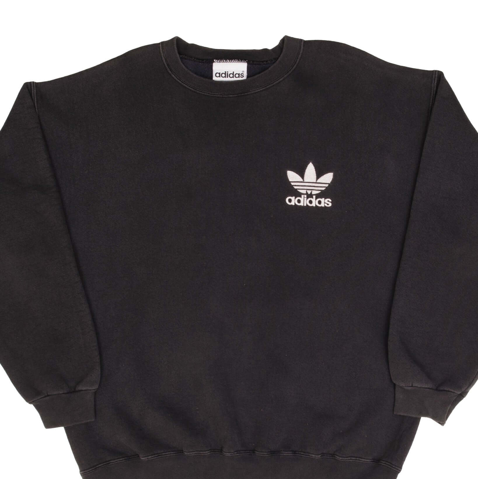 Vintage Adidas Classic Black Crewneck Sweatshirt 1990s - Medium Size, Made in USA - Retro Streetwear for Casual Outfits & 90s Fashion Lovers