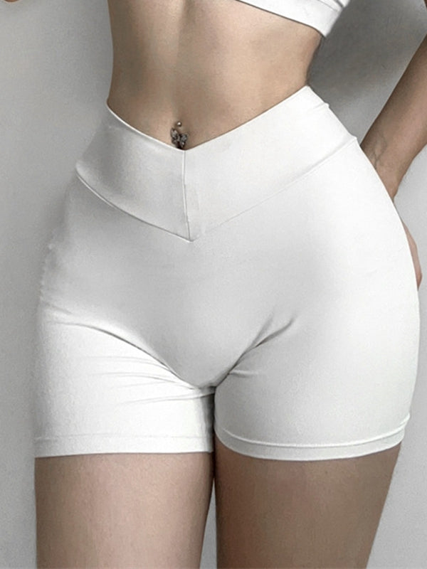 ZASUWA Women's Sexy V-Shape Waist Deep V-Back Scrunch Bum Shorts with Pockets - Perfect for Gym, Yoga, and Night Out