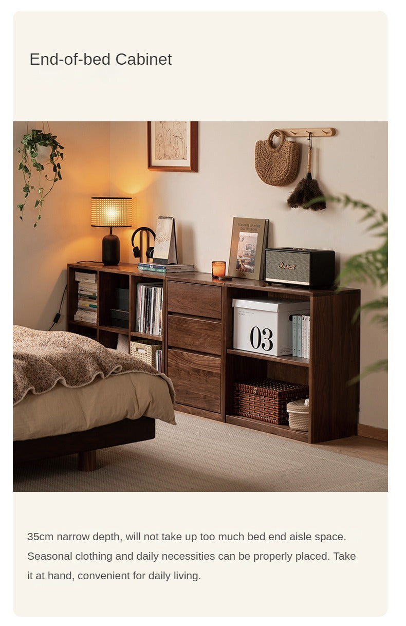 Solid Black Walnut & Ash Wood Bookcase Shelf - Rustic Floor Standing Bookshelf for Living Room, Home Office & Library Storage