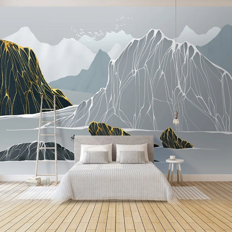 Sketchy Mountain Passage Wallpaper - Premium Peel & Stick Wall Mural for Home & Office Decor | Perfect for Living Room, Bedroom, or Workspace Transformation