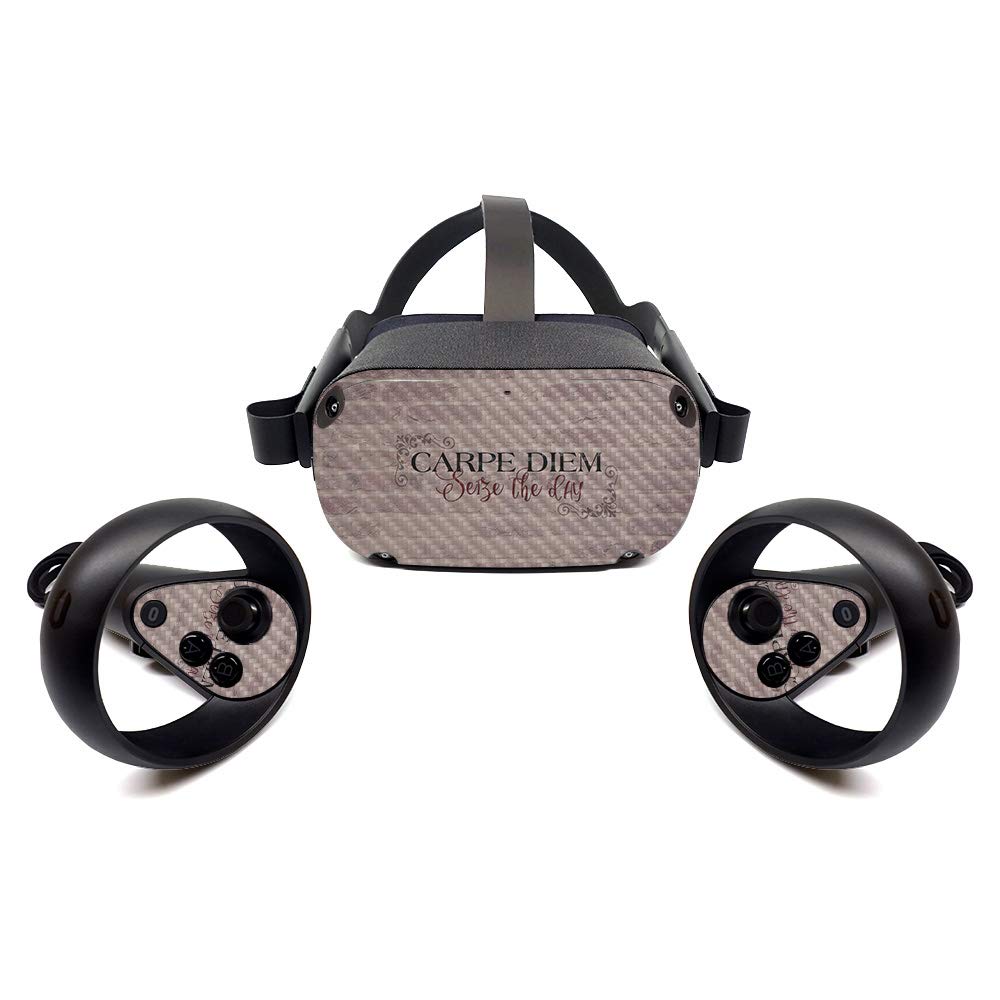 Premium Carbon Fiber Skin for Oculus Quest 2 - Carpe Diem Design | Protective & Durable Textured Vinyl Wrap | Easy to Apply, Remove & Reusable | Made in USA | Perfect for Gaming, VR Protection & Customization