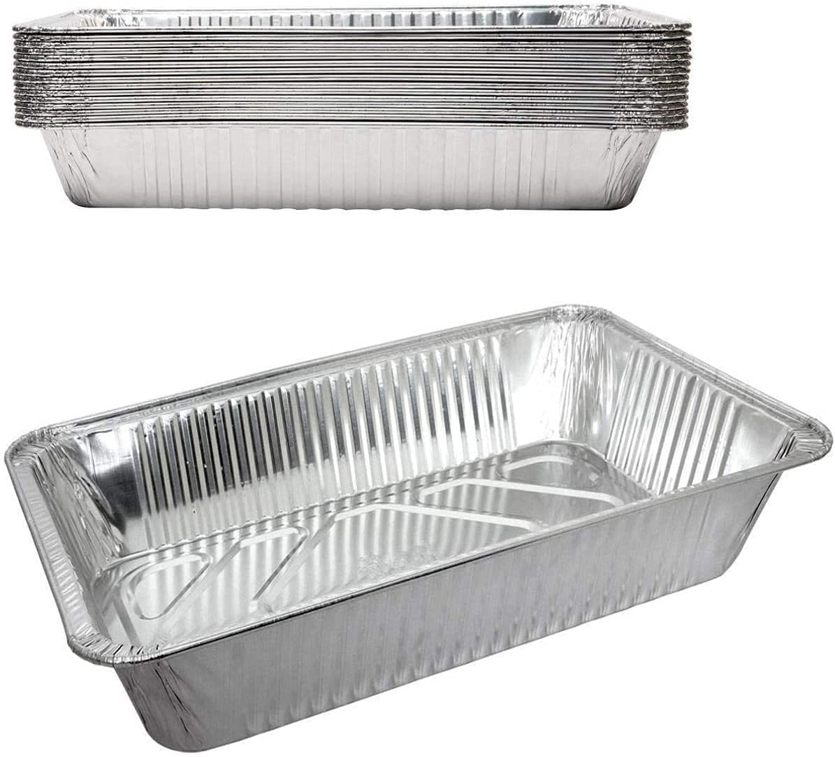 Durable Full Size Deep Aluminum Foil Roasting Pans - 200 Count Disposable Catering Pans for Cooking, Baking, Storing & Food Prep - Perfect for Large Groups, Parties & Commercial Kitchens