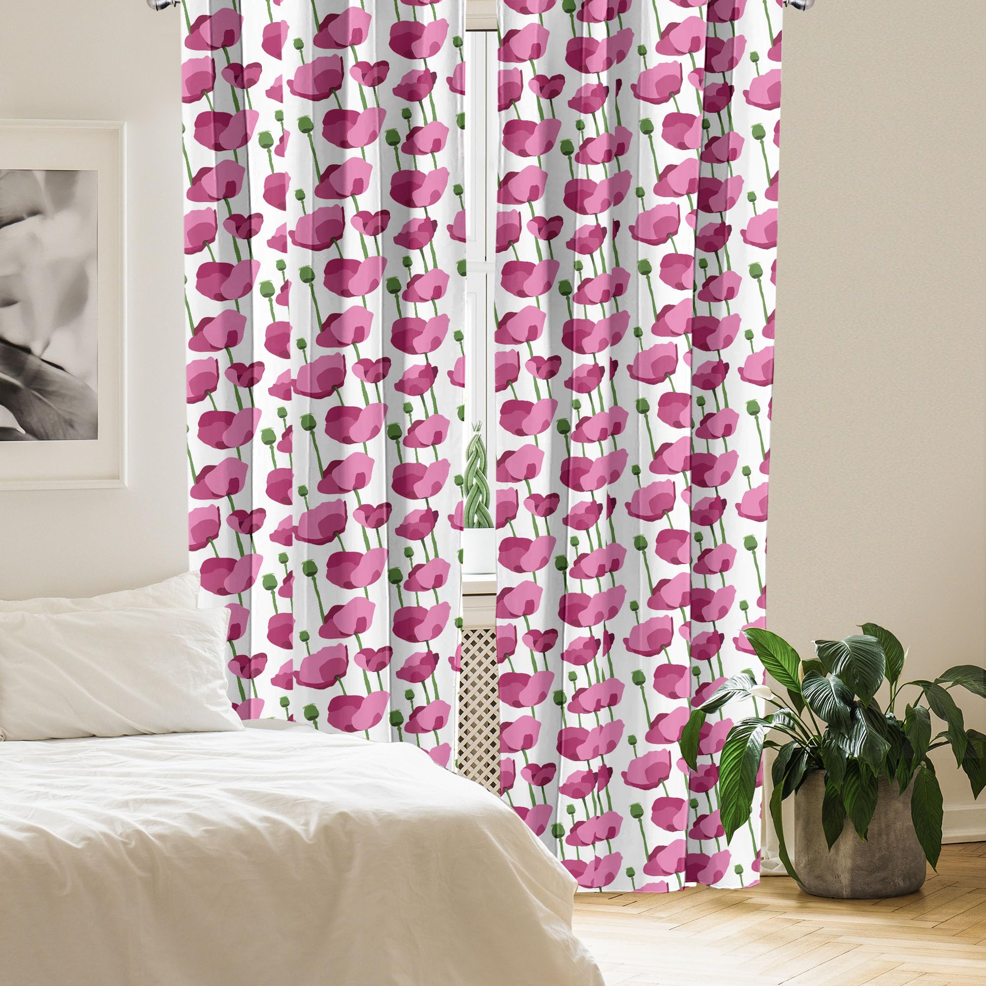 Ambesonne Floral Curtains - 2 Panel Set for Living Room & Bedroom, 28