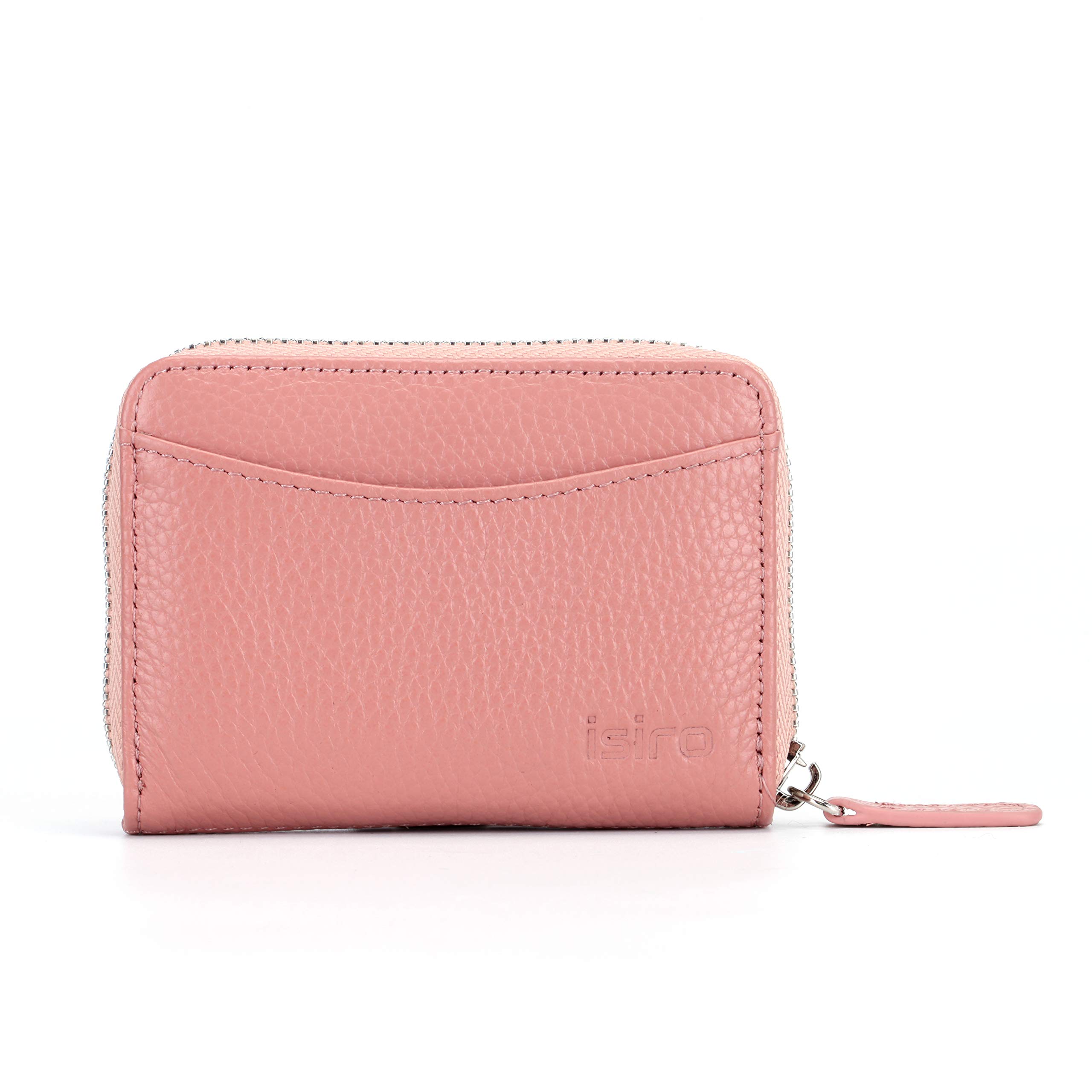 iSiro Pink Leather Card & Coin Wallet for Women - RFID Blocking, Slim Minimalist Purse with Gift Box - Perfect for Travel, Shopping & Everyday Use