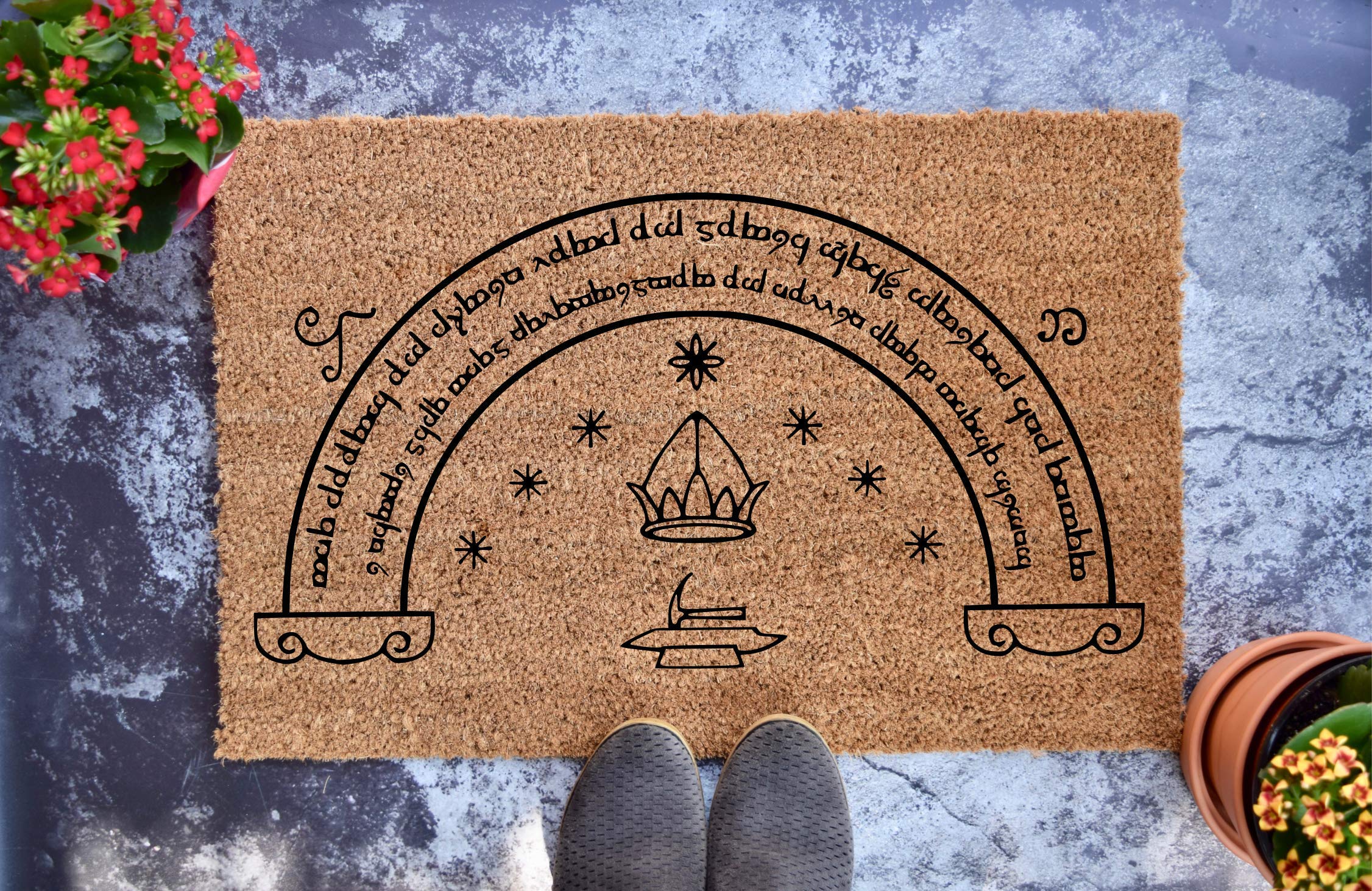 Personalized Lord of the Rings 'Speak Friend and Enter' Doormat V3 - Custom Wedding & Housewarming Gift - 36x24 Inch - Perfect for Fantasy Fans & Home Entrance Decor
