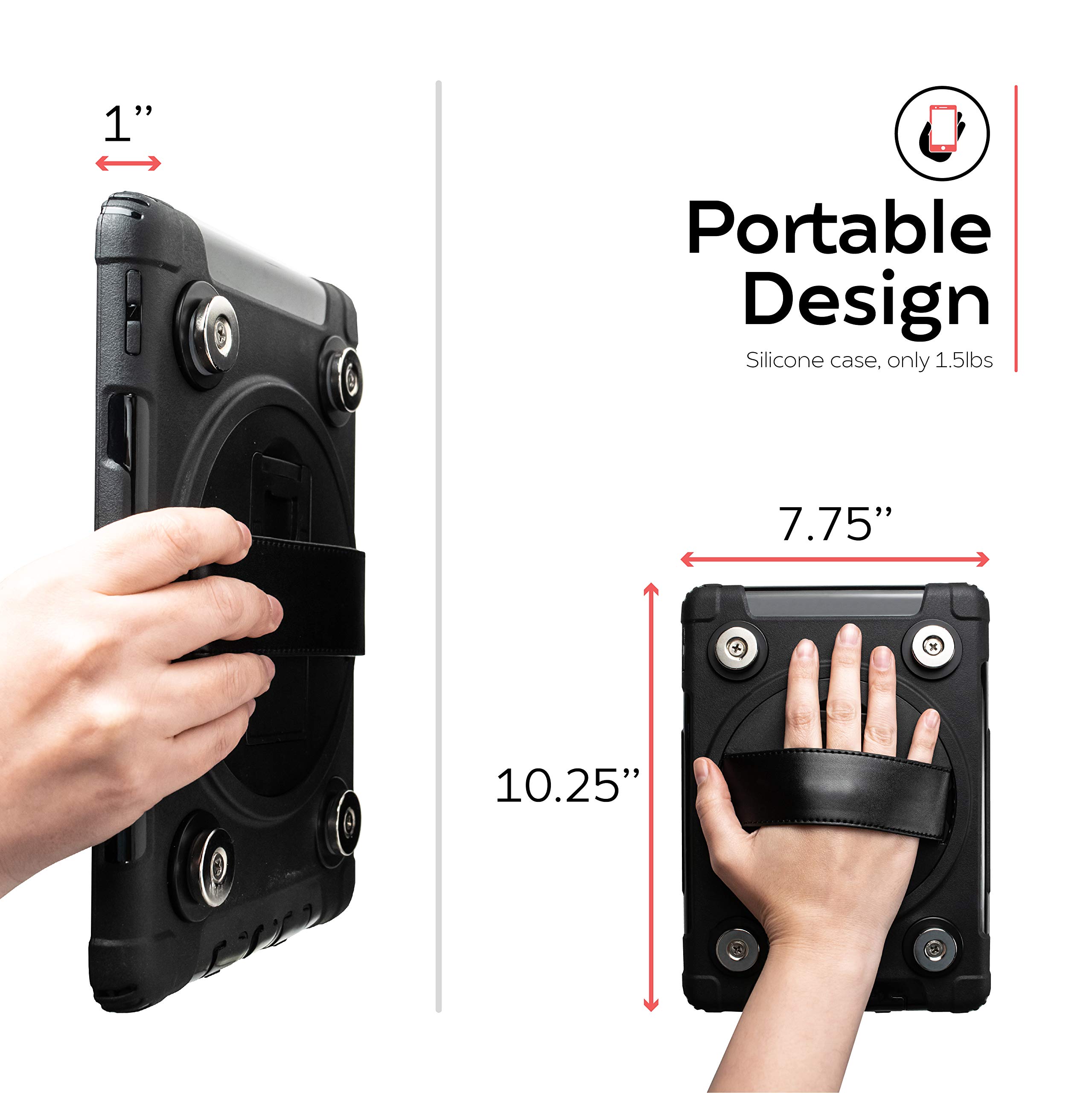 Waterproof iPad Case with Magnetic Attachment - Shockproof Protective Cover with Metal Mounting Plates for iPad Air 2, iPad 5th/6th Gen & iPad Pro 9.7