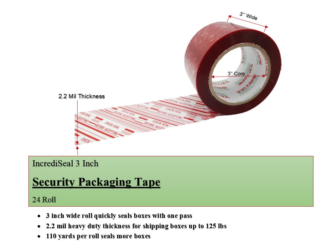 VPTAPE 3 Inch x 110 Yards Pre-Printed Packing Tape, 2.2 Mil Thick, 24 Pack - Heavy Duty Shipping Tape for Packaging, Moving, Home & Office Use - 