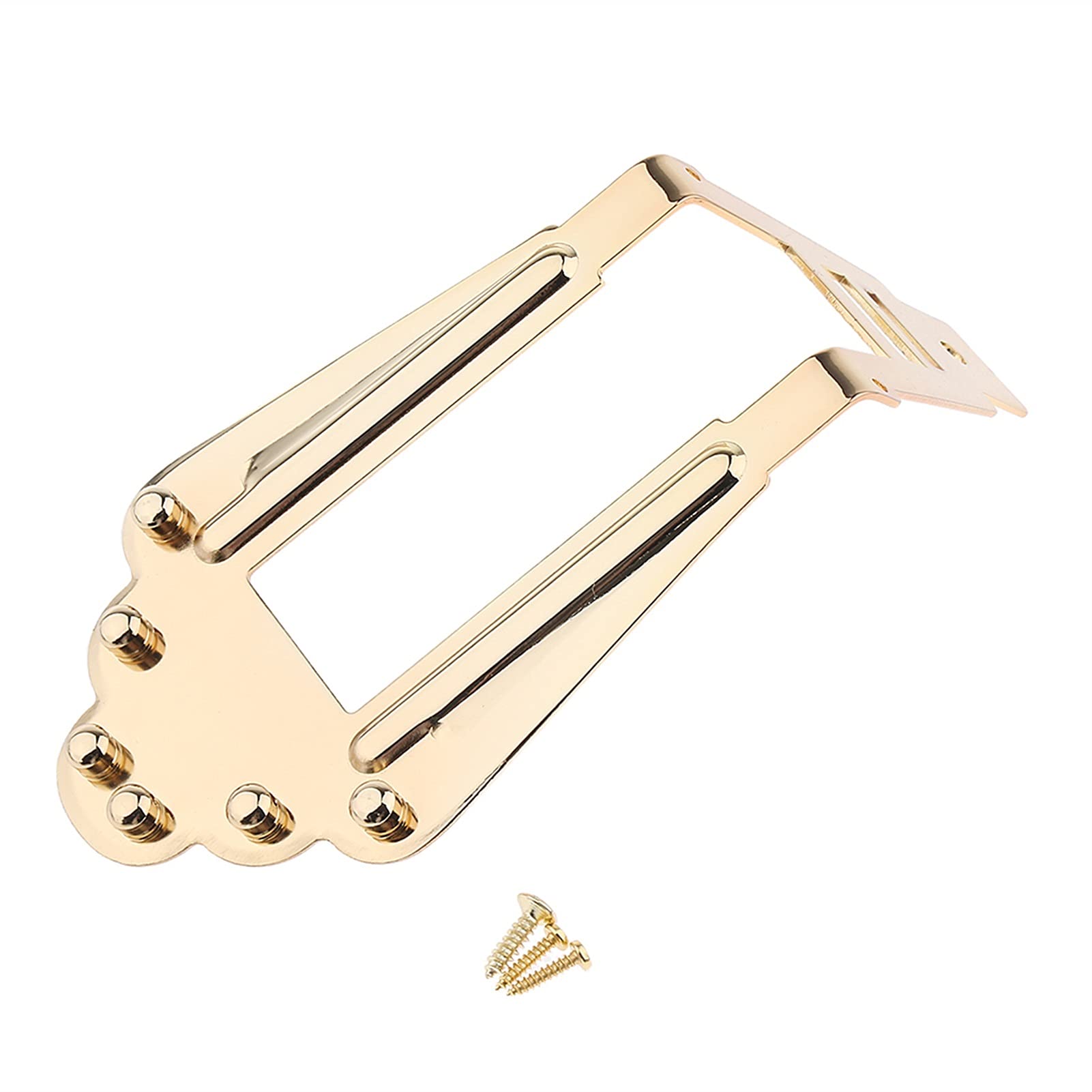 Golden 6 String Guitar Bridge System Set - Hollowbody Archtop Guitar Tailpiece & Bridge Replacement Parts - Perfect for Jazz, Blues & Acoustic Performances