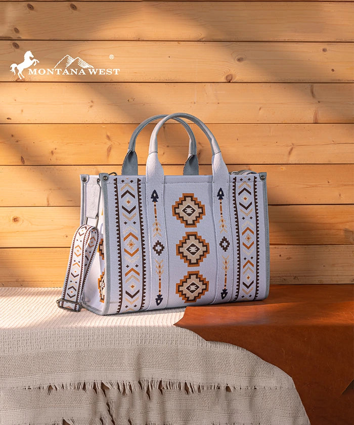 Montana West Aztec Retro Arrows Print Dual Sided Large Tote Bag for Women - Stylish Beach Tote, Work Bag & Everyday Carry Purse