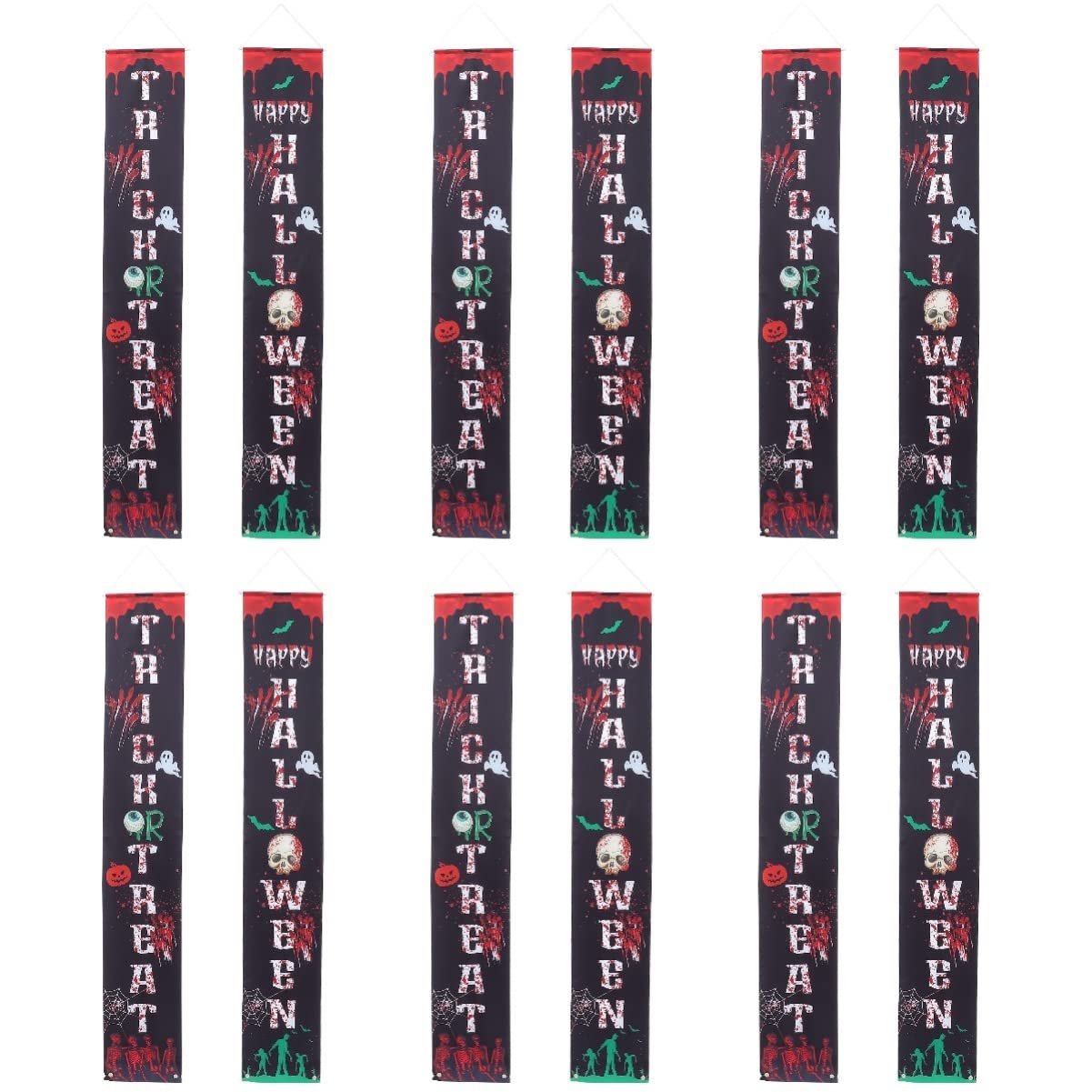 ABOOFAN 6 Sets Halloween Decorations - Themed Couplet Pendants, Door Hanging Banners for Spooky Home Decor | Perfect for Halloween Party, Front Door Decor & Indoor/Outdoor Halloween Festivities