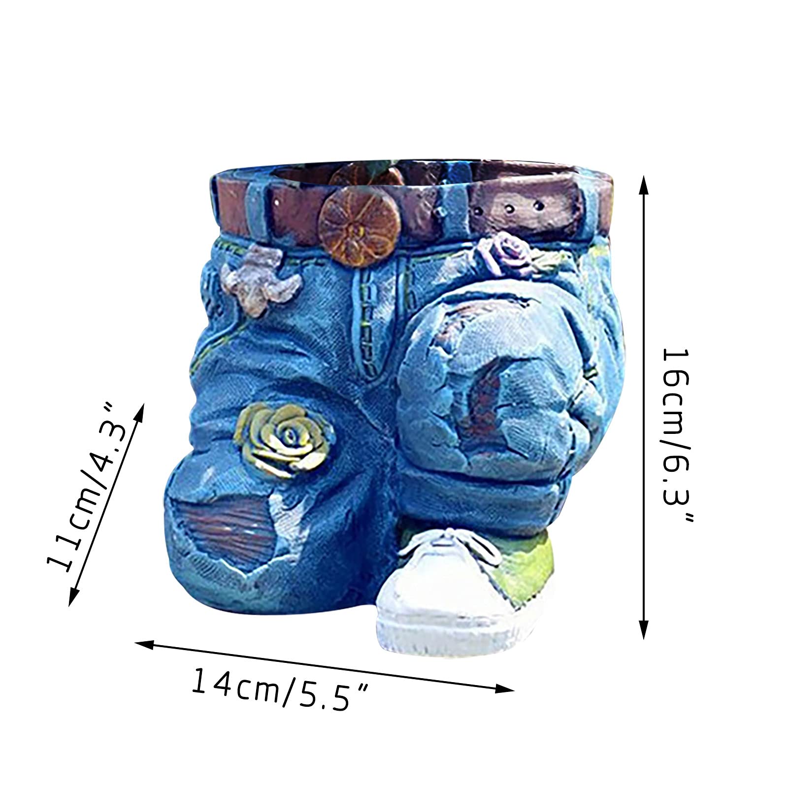 Creative Denim Pants Resin Flower Pot - Decorative DIY Planters for Indoor & Outdoor Plants, Home Lawn & Yard Decor - Perfect for Succulents, Herbs & Small Flowers (Blue)