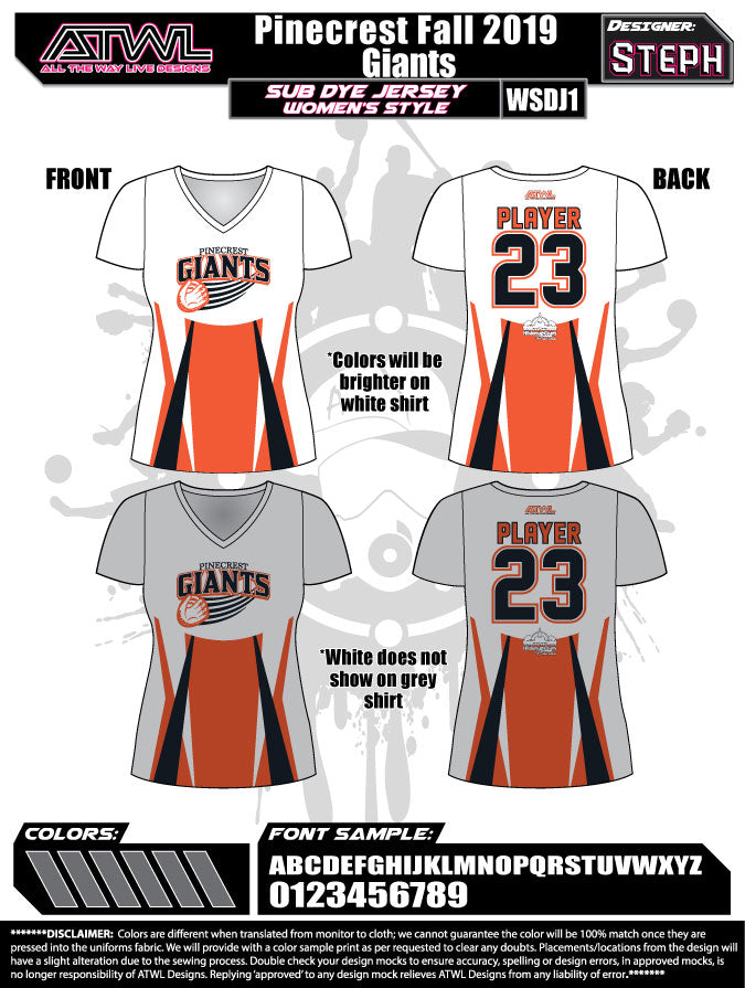 Pinecrest Fall League Women's Sublimated Dye Jersey - Breathable & Stylish Basketball Uniform for Games & Team Sports
