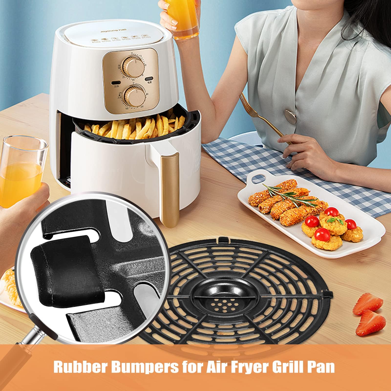 4-Pack Air Fryer Rubber Bumpers - Replacement Silicone Feet & Tips for Power XL, Ultrean, Chefman, GoWise, Dash, CROWNFUL - Non-Slip Base Protectors for Kitchen Countertops & Tables