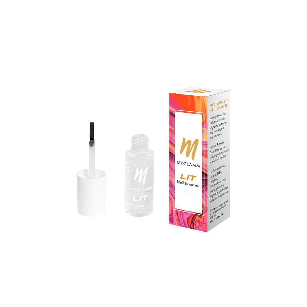 MyGlamm LIT Nail Enamel - Seal The Deal (Clear) 7ml | Long Lasting Chip Resistant Nail Polish with Glossy Finish | Perfect for Manicures, Pedicures & Everyday Wear