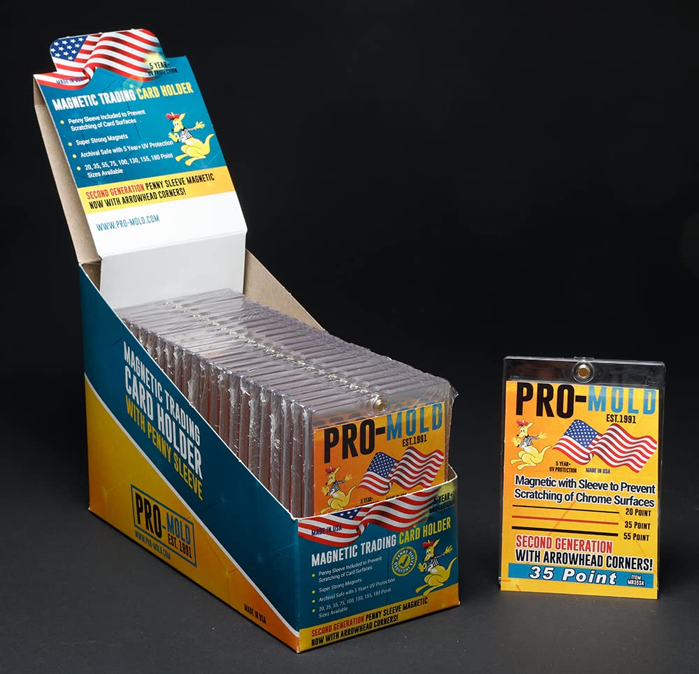 25-Pack Pro-Mold 35pt Magnetic One-Touch Card Holders for Sleeved Trading Cards (2nd Gen MH35SA) - Perfect for Collectors, TCG Players & Card Storage Organization