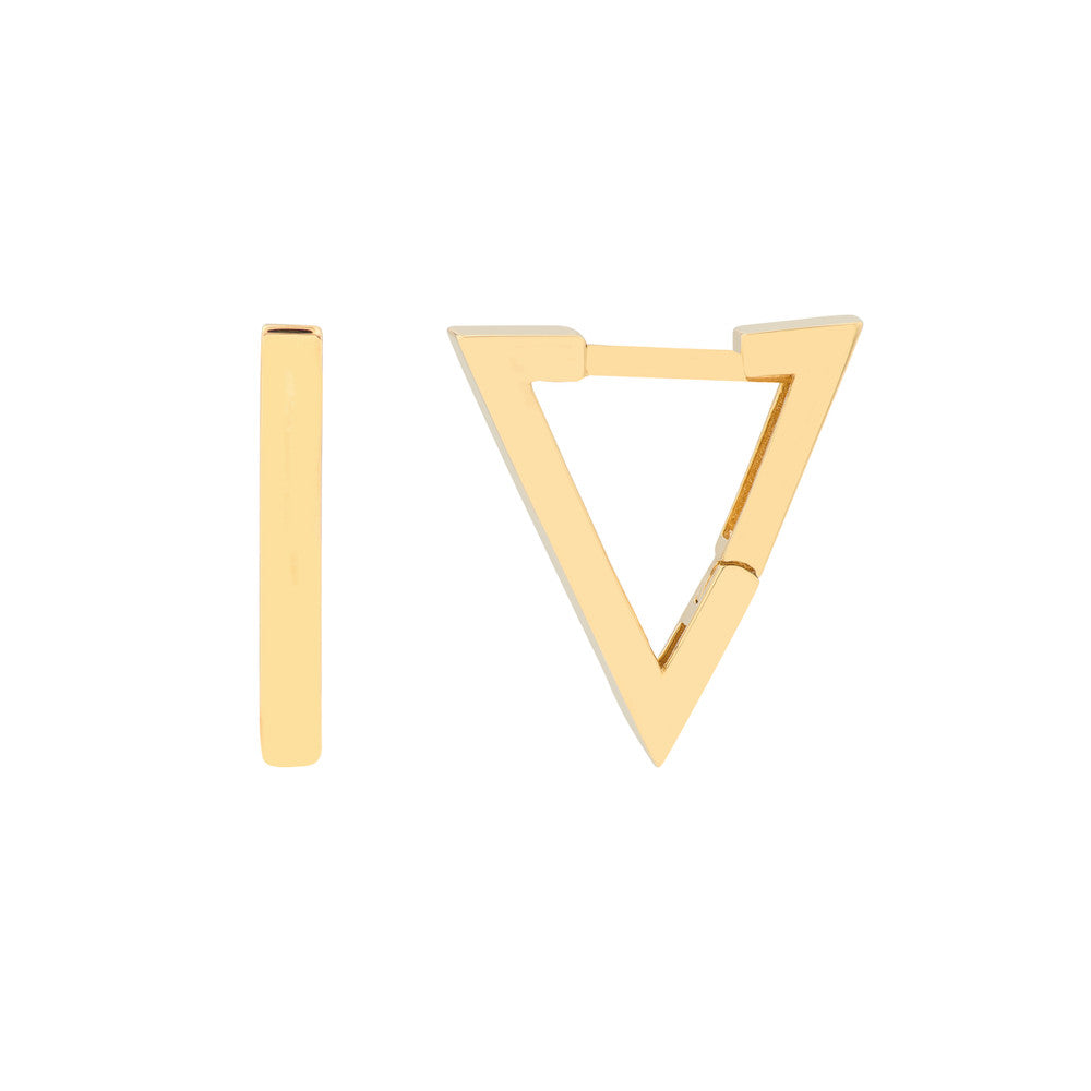 14K Gold Triangle Mini Hoop Earrings - Dainty Geometric Stud Earrings for Women, Perfect for Everyday Wear & Gift Giving