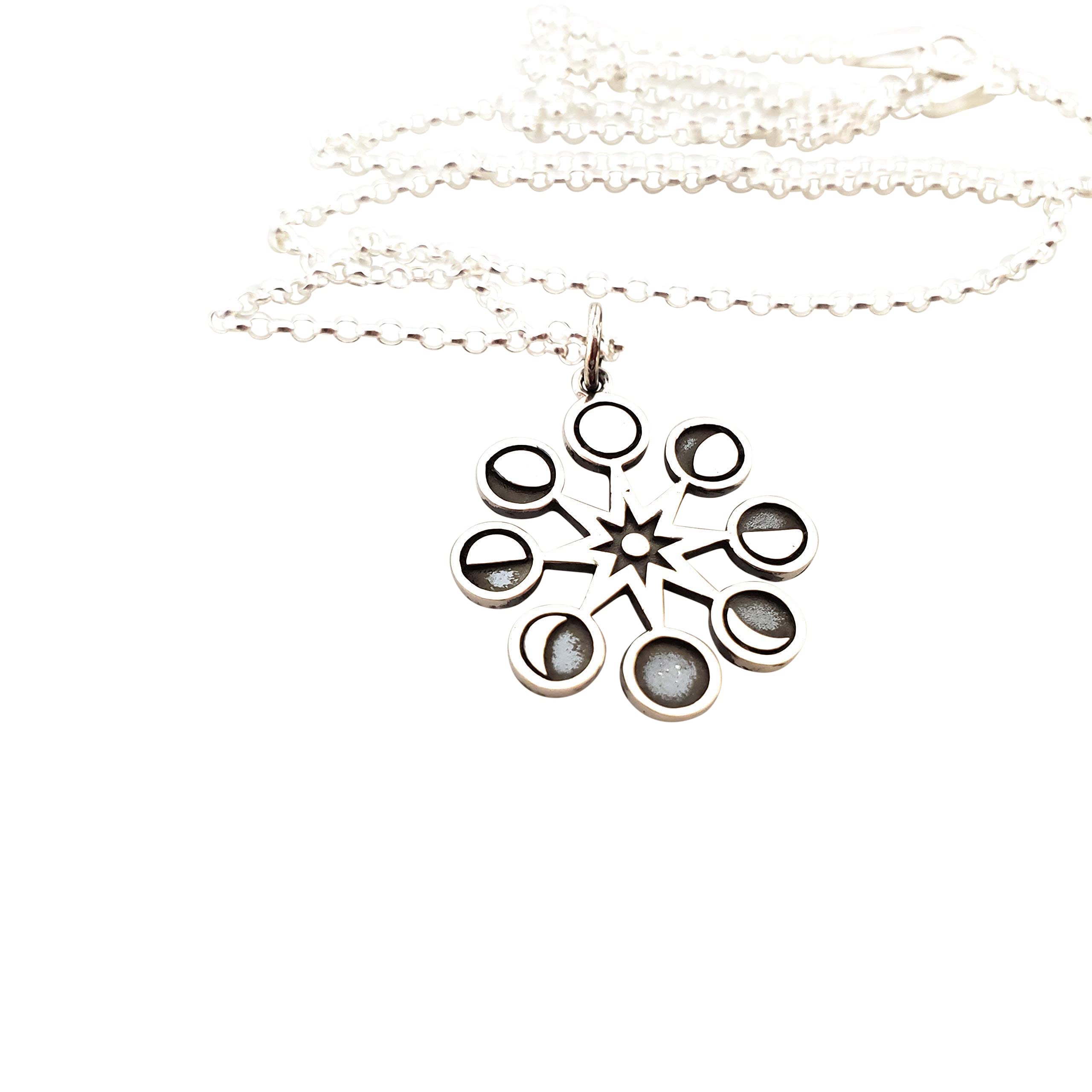 Moon Phases Charm Necklace - Dainty Sterling Silver Jewelry for Women, Elegant Celestial Pendant Necklace - Perfect Gift for Birthday, Anniversary & Everyday Wear