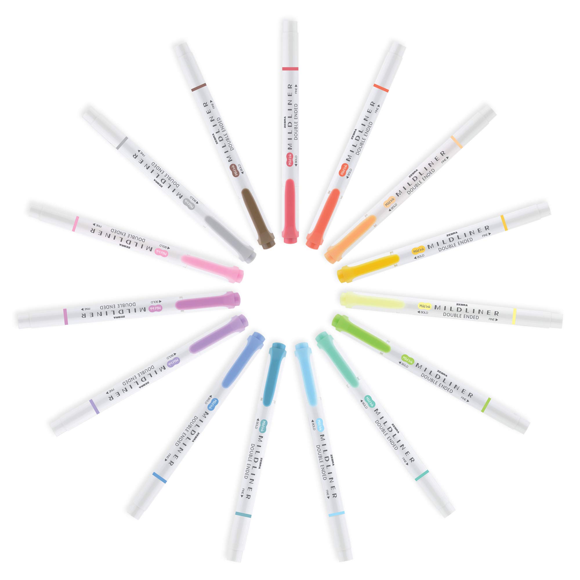 Zebra Pen Mildliner Double-Ended Highlighter Marker Set - Broad & Fine Tip Bible Study Pens, No Bleed Pastel Cyan Ink, 12-Pack (78560upc) - Perfect for Note Taking, Journaling & Bible Highlighting