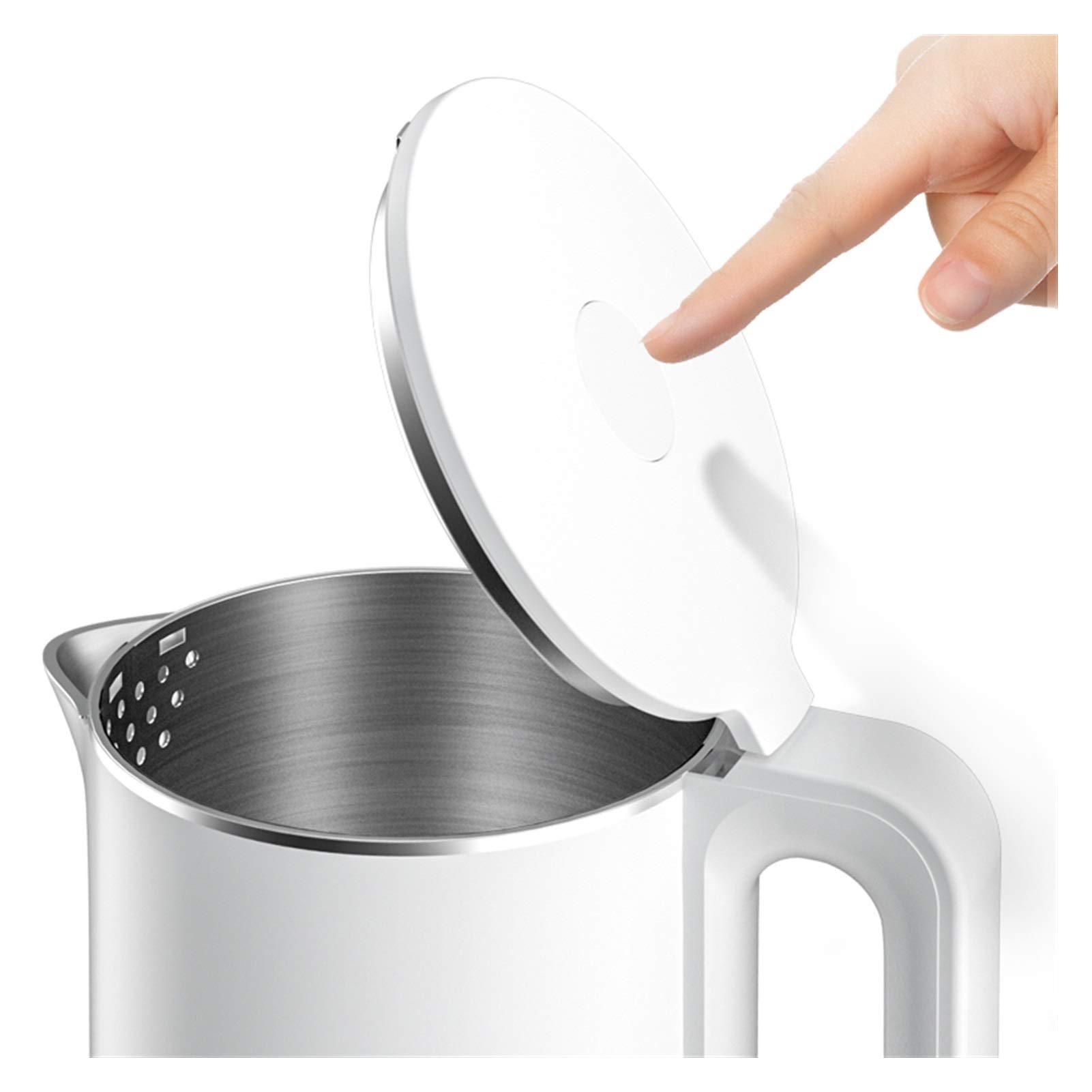 1.7L Fast Boiling Stainless Steel Electric Kettle - Smart & Energy Efficient for Home, Office, Dorm - White (Perfect for Tea, Coffee & Instant Meals)