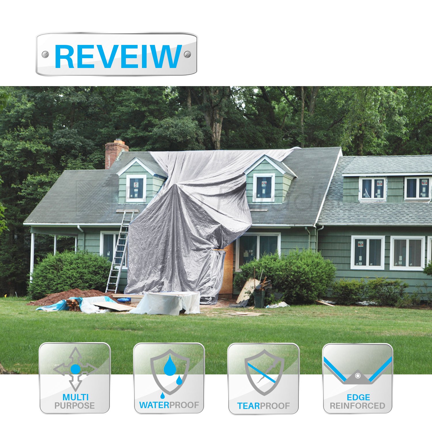 30' x 40' Heavy Duty Waterproof Silver Tarp - UV Resistant Poly Tarpaulin with Reinforced Edges for Outdoor Use - Perfect for Patio Furniture, Car Ports, Greenhouse Canopy, Tent & Painting Cover Protection