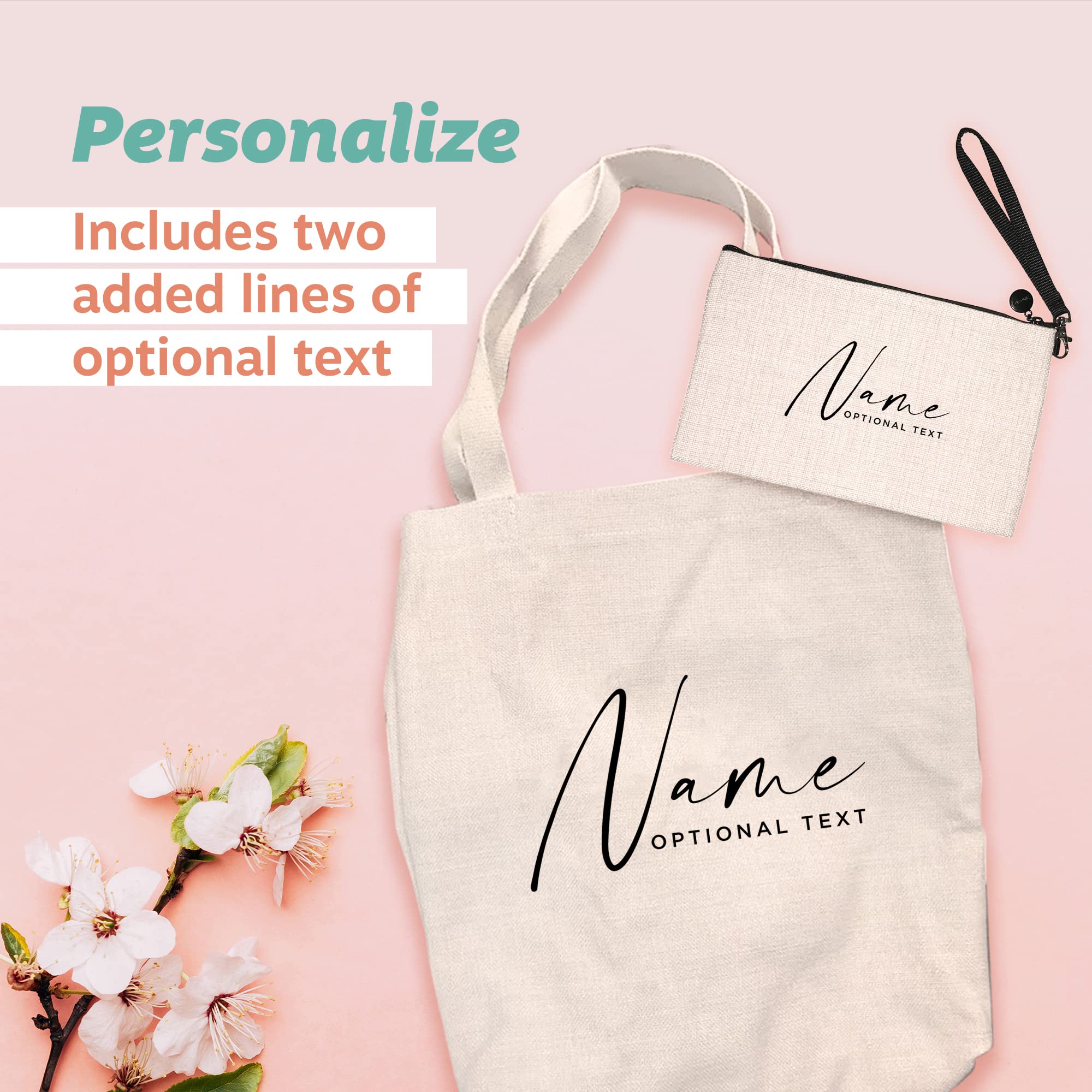 Personalized Bridesmaid Bag Set - Custom Graphic Canvas Tote & Cosmetic Bag - Unique Wedding Party Gifts for Bridesmaids - Perfect for Bachelorette Parties & Bridal Showers