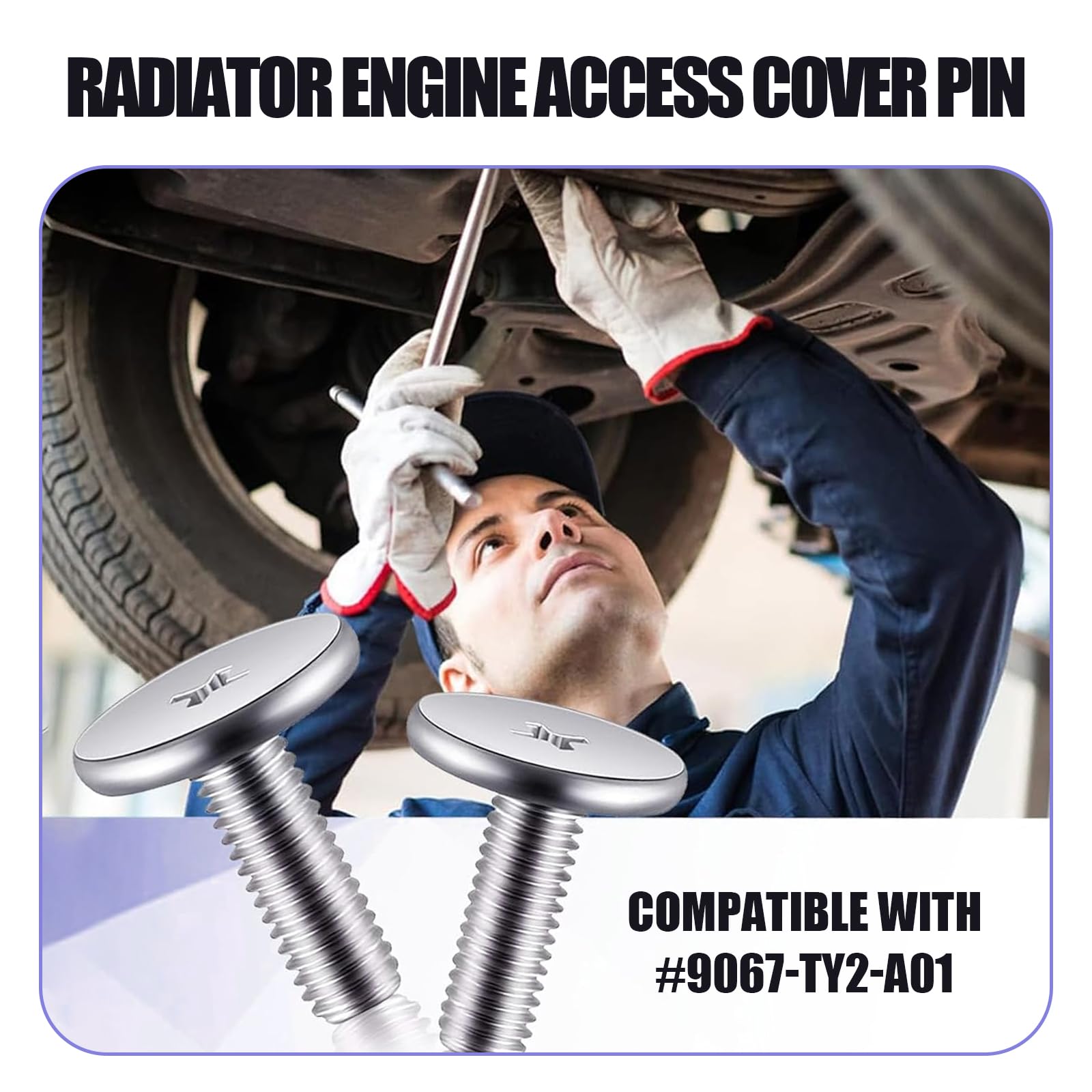 8 Pack Durable Metal Car Engine Cover Pins - Replacement Fasteners for Honda Accord Civic CR-V (Silver) | OEM 90674-TY2-A01 90105-TBA-A00 Compatible | Easy Installation Tool Included | Perfect for Engine Maintenance & DIY Auto Repairs