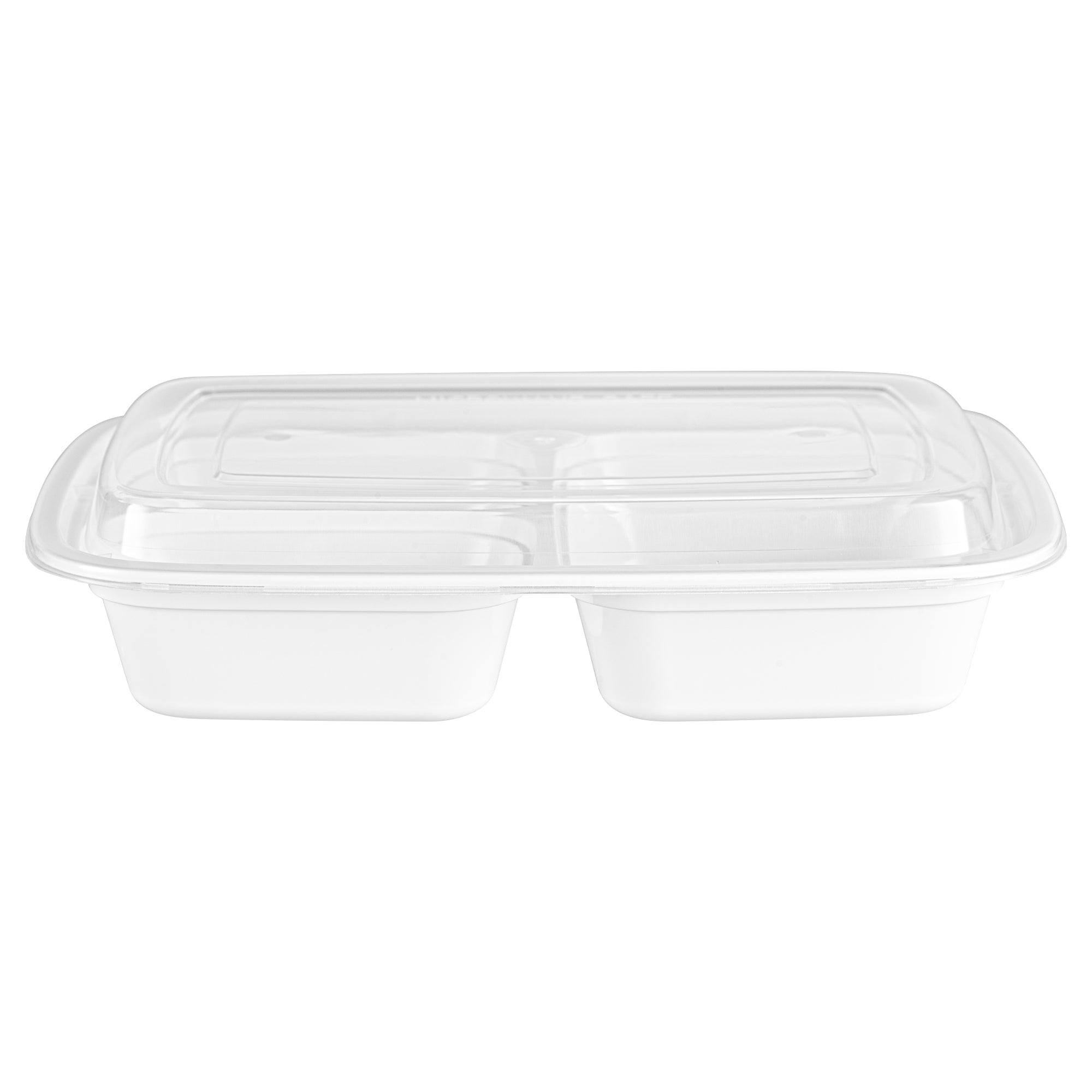 26 oz White Plastic 3-Compartment Meal Prep Containers with Clear Lids - Microwave Safe, BPA Free (8.75