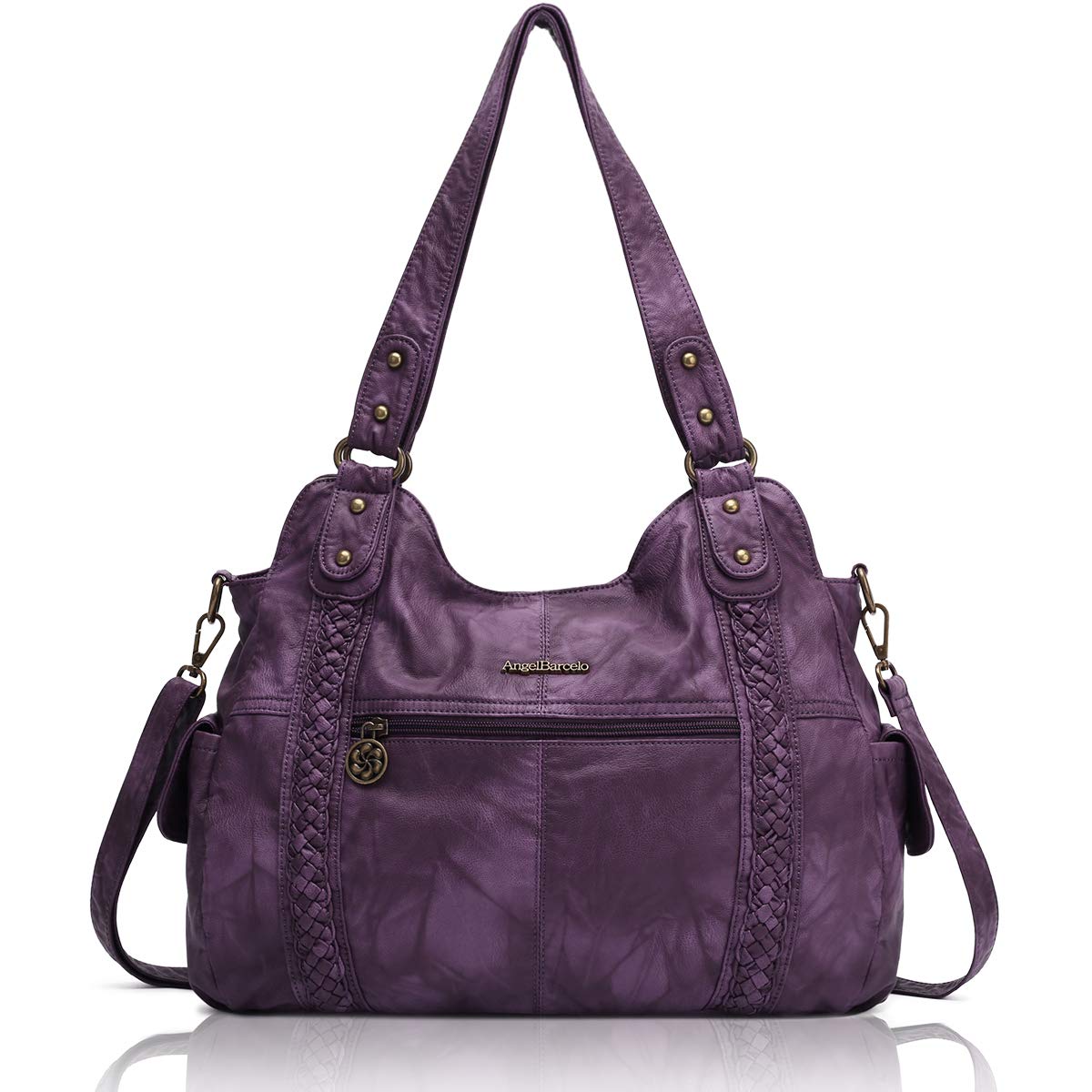 Angel Barcelo Women's Roomy Fashion Hobo Handbag - Washed Leather Shoulder Purse Satchel Tote Bag for Work, Travel & Everyday Use
