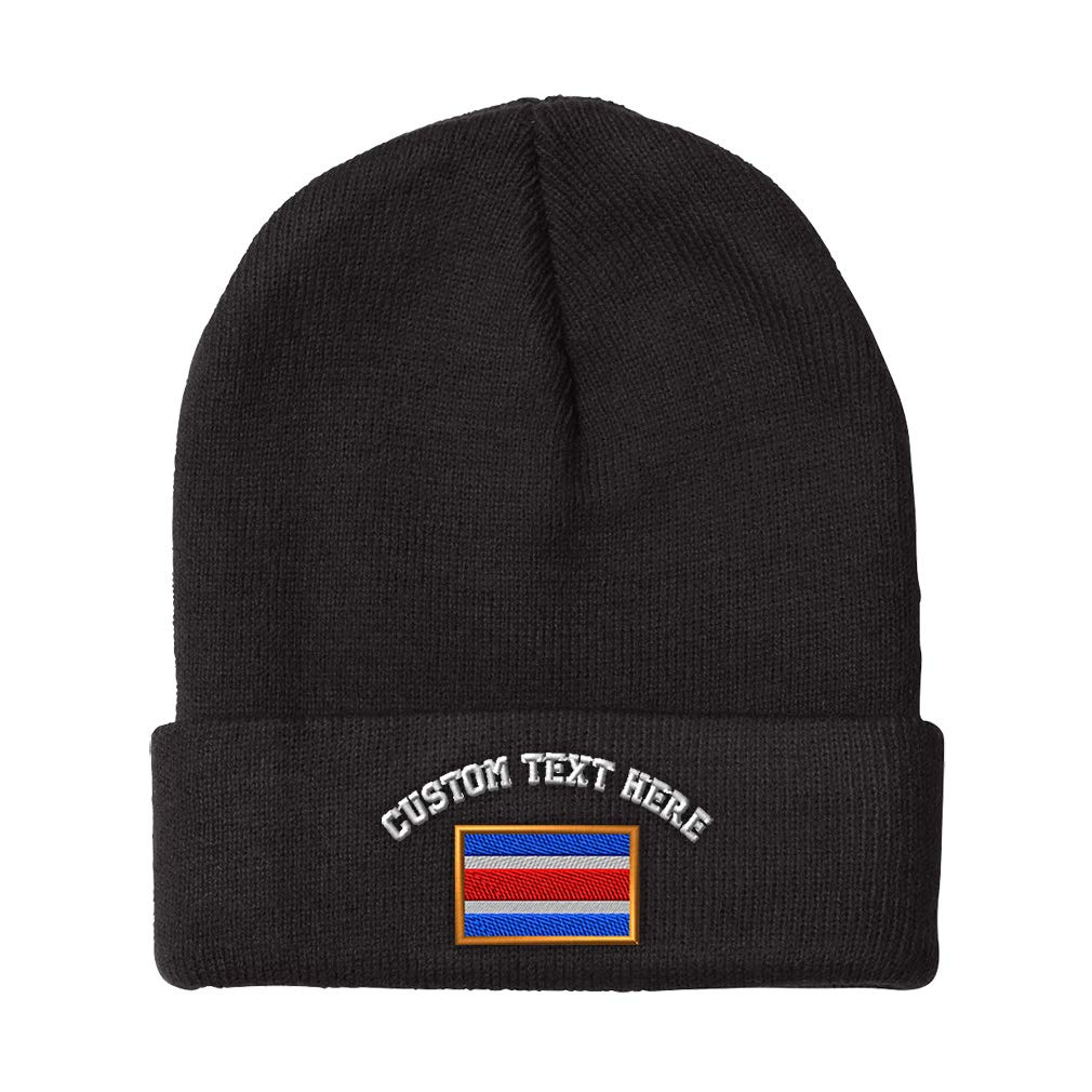 Speedy Pros Unisex Acrylic Skull Cap Beanie - Costa Rica Embroidery Winter Hat for Men & Women (One Size Fits All) - Perfect for Skiing, Snowboarding & Cold Weather Activities
