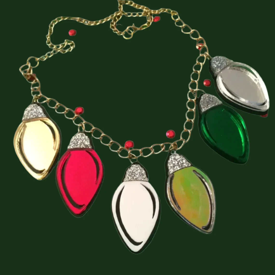 Festive Christmas Lights Holiday Acrylic Charm Necklace - Elegant Holiday Jewelry for Women - Perfect for Christmas Parties, Gift Giving & Seasonal Celebrations