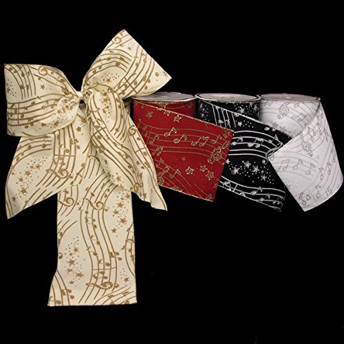 Blue and Silver Stars with Music Wired Craft Ribbon - 3
