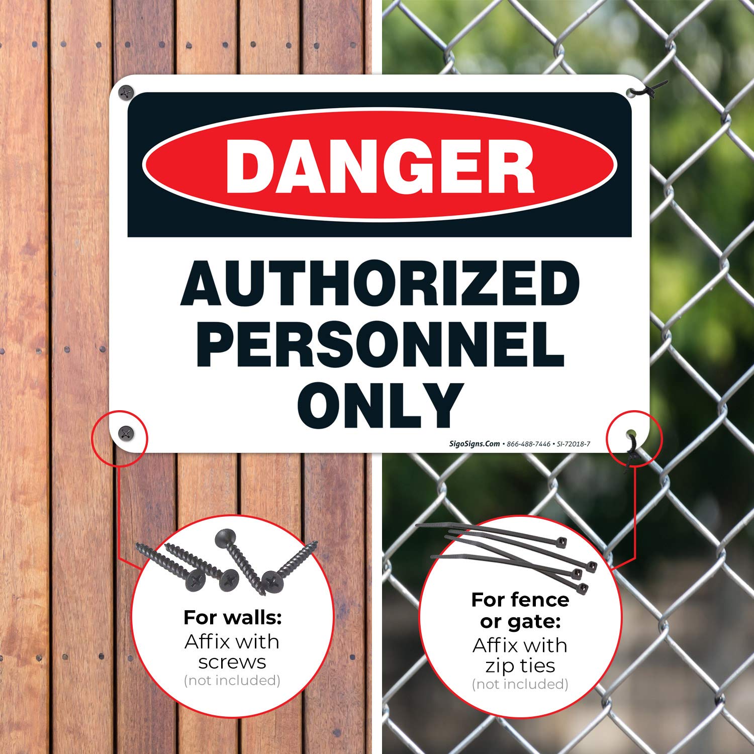 Danger Authorized Personnel Only Sign - 10x7 Rust-Free Aluminum, Weatherproof & Fade Resistant - Easy Mounting for Indoor/Outdoor Use - Made in USA - Perfect for Construction Sites, Warehouses & Restricted Areas