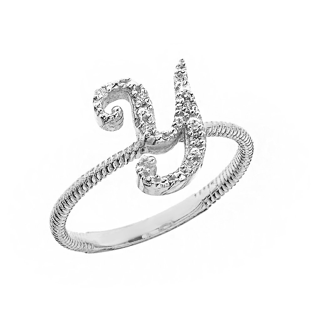 10K White Gold Diamond Initial Letter 