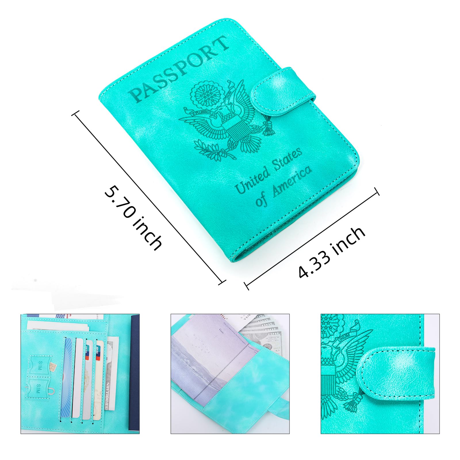 Premium RFID Blocking Passport Holder & Travel Wallet for Women & Men - Secure Aquamarine Passport Cover for International Travel - Perfect for Airports, Vacations & Business Trips