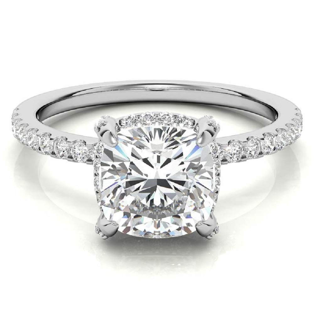 2 CT Cushion Cut Moissanite Engagement Ring - Vintage Style 4-Prong Solitaire Wedding Band in Sterling Silver - Anniversary, Promise Ring Gift for Women (Perfect for Proposals, Weddings & Special Occasions)