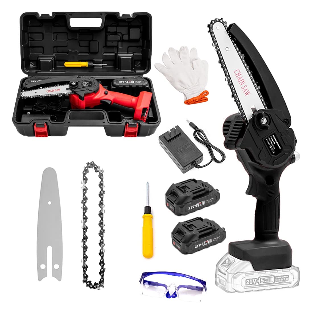 6 Inch Cordless Mini Chainsaw with Battery & Charger - Portable Electric Chain Saw for Gardening, Wood Cutting, Tree Pruning & Outdoor Camping - Lightweight Power Tool for DIY & Home Improvement Projects