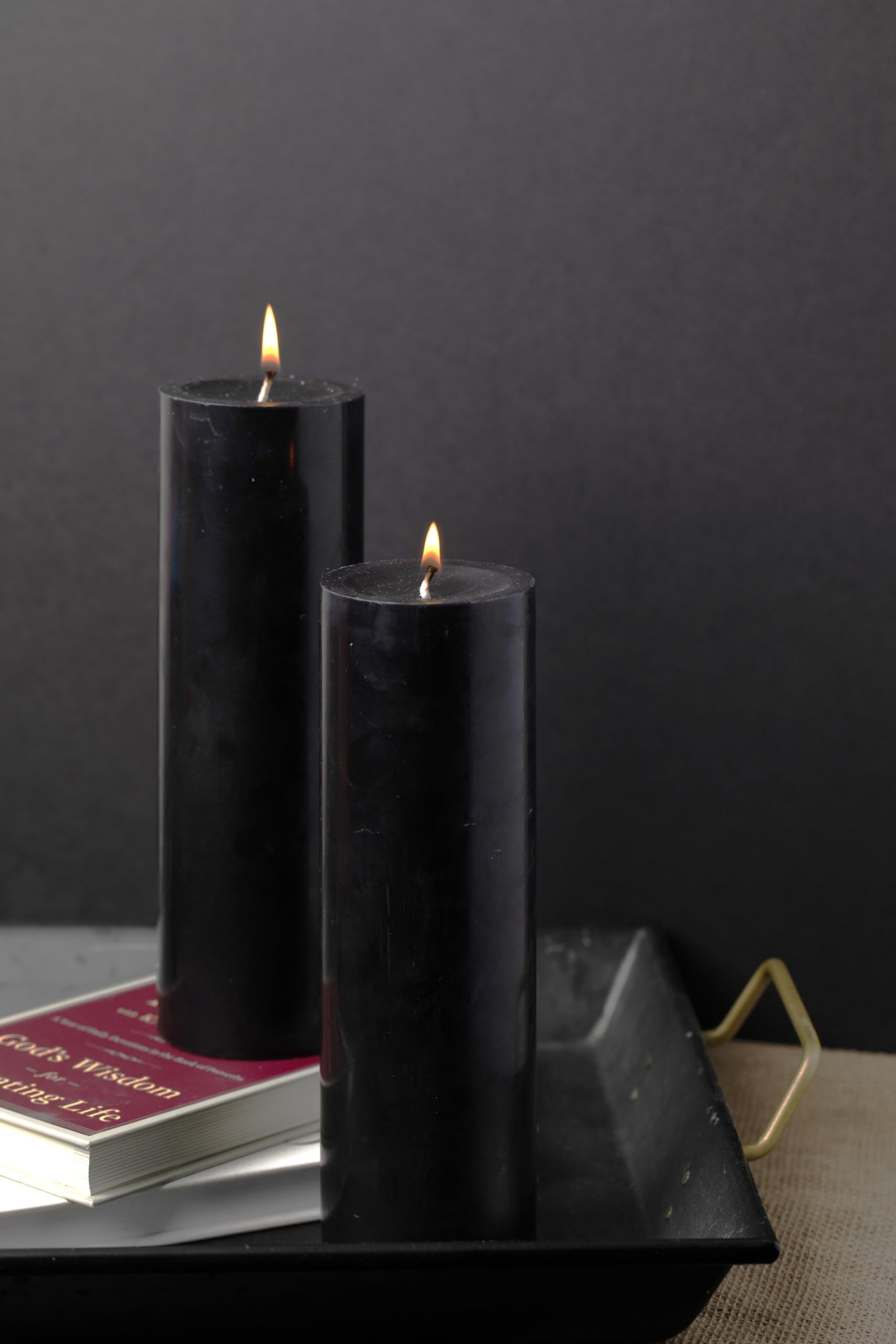 Richland® Unscented Black Pillar Candles - 3